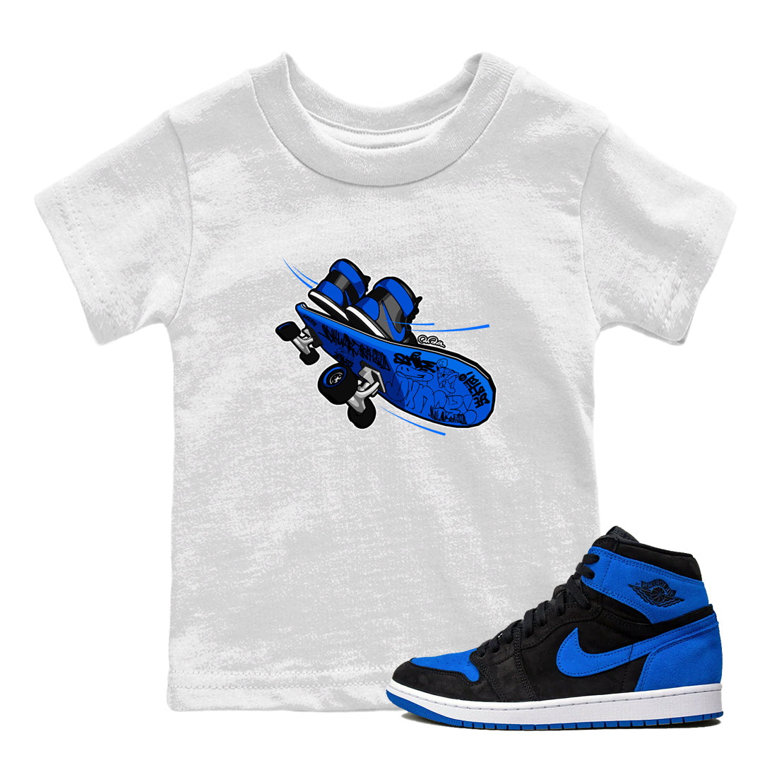 Air Jordan 1 Royal Reimagined shirt to match jordans Skateboard sneaker tees AJ1 Royal Reimagined Drip Gear Zone Kids Baby Toddler sneaker shirts White 1 T-Shirt