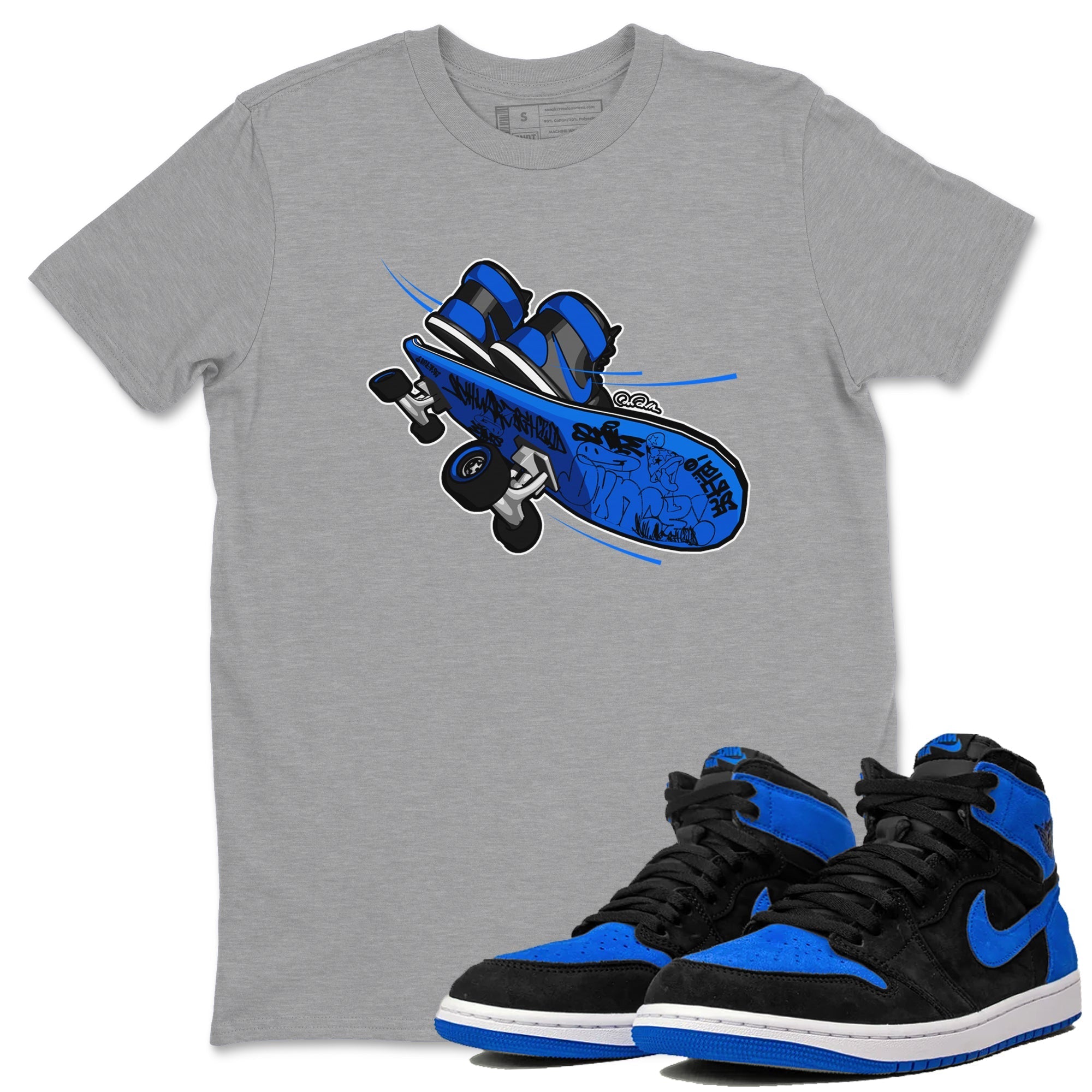 Air Jordan 1 Royal Reimagined shirt to match jordans Skateboard sneaker tees AJ1 Royal Reimagined Drip Gear Zone Unisex Sneaker Tees and Sneaker Match T-Shirt Heather Grey 1 T-Shirt