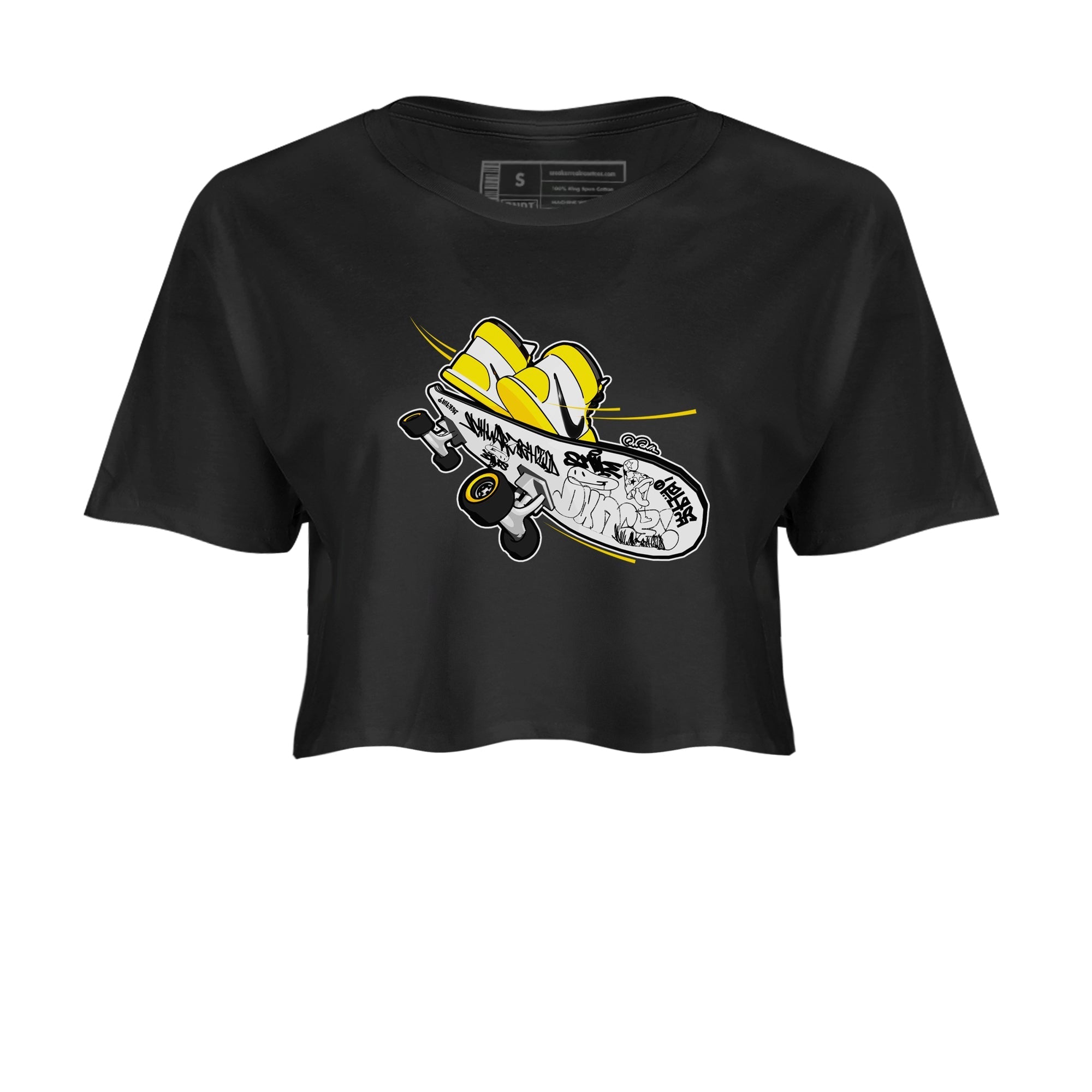 1s Yellow Ochre shirt to match jordans Skateboard sneaker tees streetwear brand Air Jordan 1 Yellow Ochre Drip Gear Zone Brand Black 2 crop length shirt