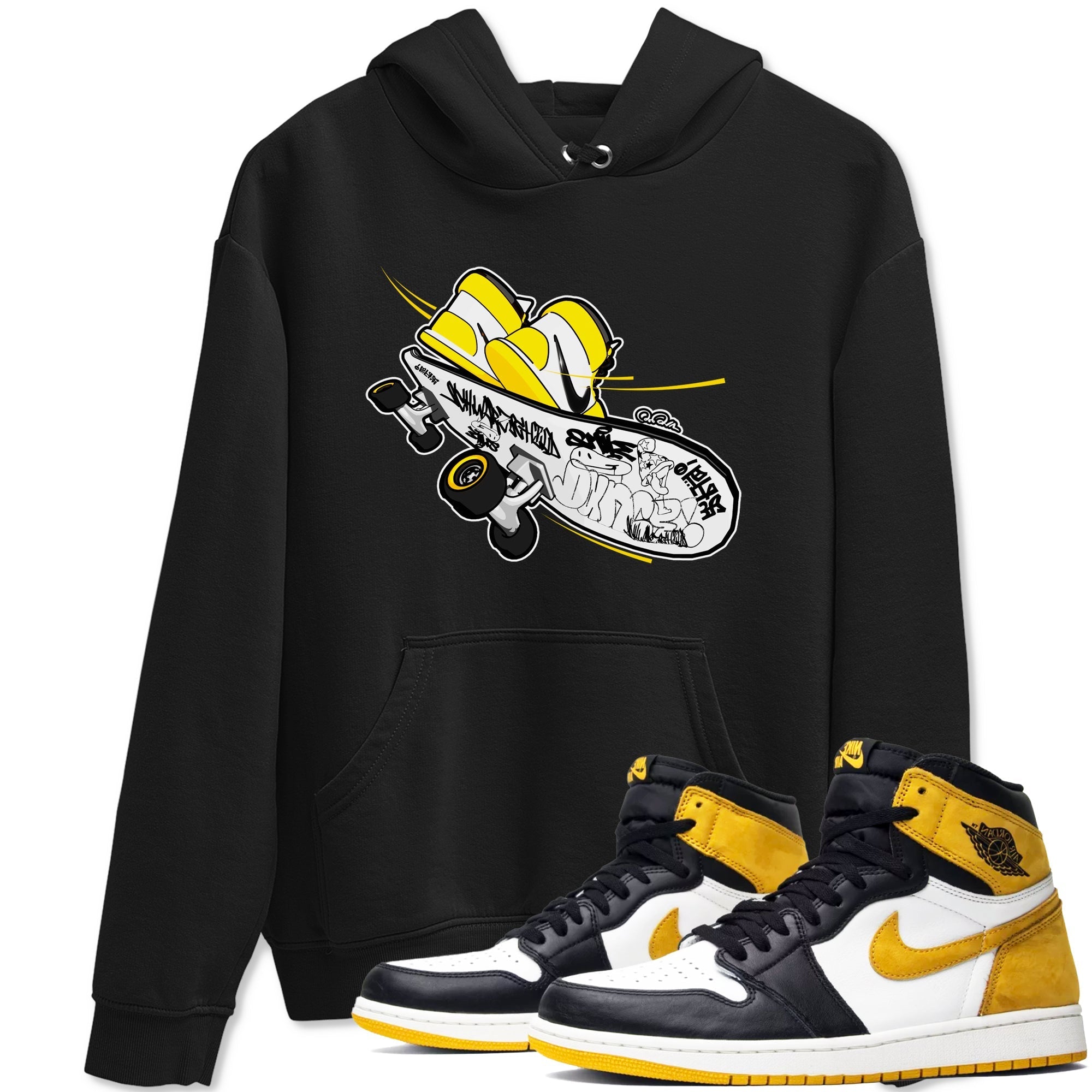 1s Yellow Ochre shirt to match jordans Skateboard sneaker tees streetwear brand Air Jordan 1 Yellow Ochre Drip Gear Zone Brand unisex cotton Black 1 crew neck shirt