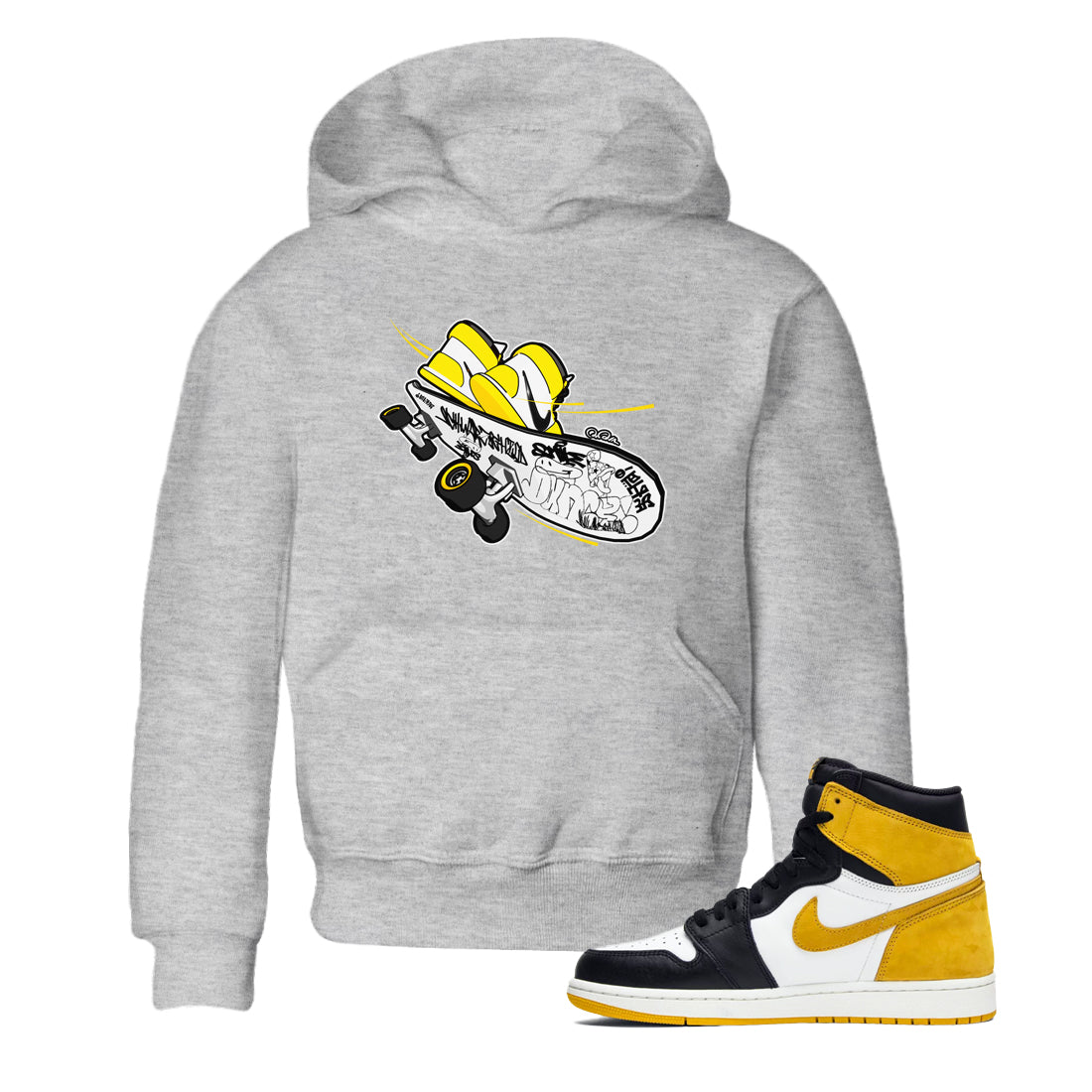 1s Yellow Ochre shirt to match jordans Skateboard sneaker tees streetwear brand Air Jordan 1 Yellow Ochre Drip Gear Zone Brand baby toddler Heather Grey 1 cotton Shirt