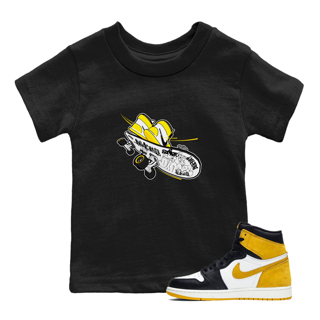 1s Yellow Ochre shirt to match jordans Skateboard sneaker tees streetwear brand Air Jordan 1 Yellow Ochre Drip Gear Zone Brand baby toddler Black 1 cotton Shirt
