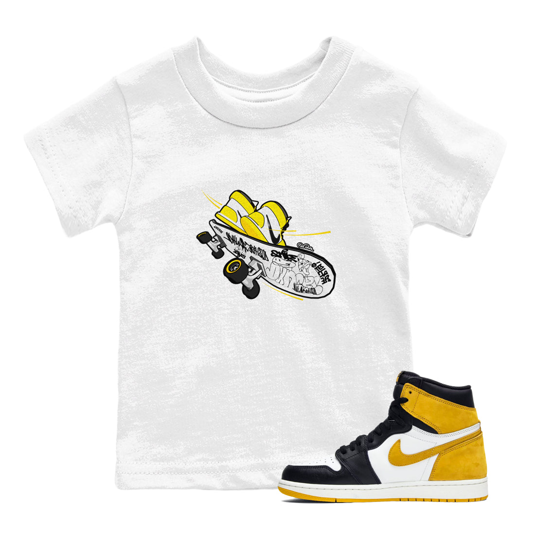 1s Yellow Ochre shirt to match jordans Skateboard sneaker tees streetwear brand Air Jordan 1 Yellow Ochre Drip Gear Zone Brand baby toddler White 1 cotton Shirt