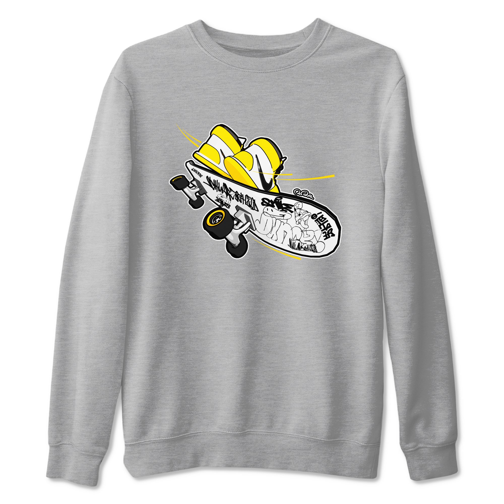 1s Yellow Ochre shirt to match jordans Skateboard sneaker tees streetwear brand Air Jordan 1 Yellow Ochre Drip Gear Zone Brand unisex cotton Heather Grey 2 crew neck shirt