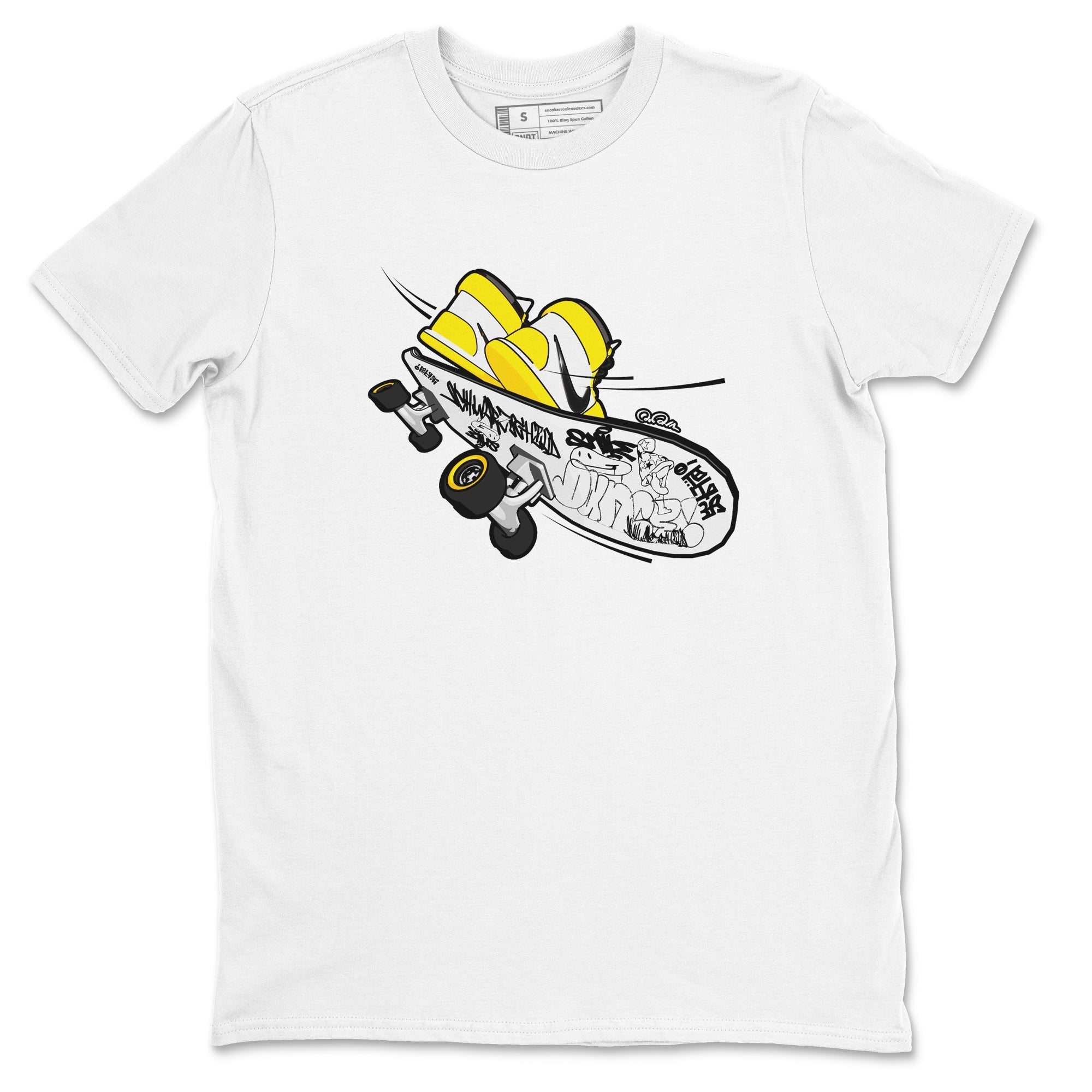 1s Yellow Ochre shirt to match jordans Skateboard sneaker tees streetwear brand Air Jordan 1 Yellow Ochre Drip Gear Zone Brand unisex cotton White 2 crew neck shirt
