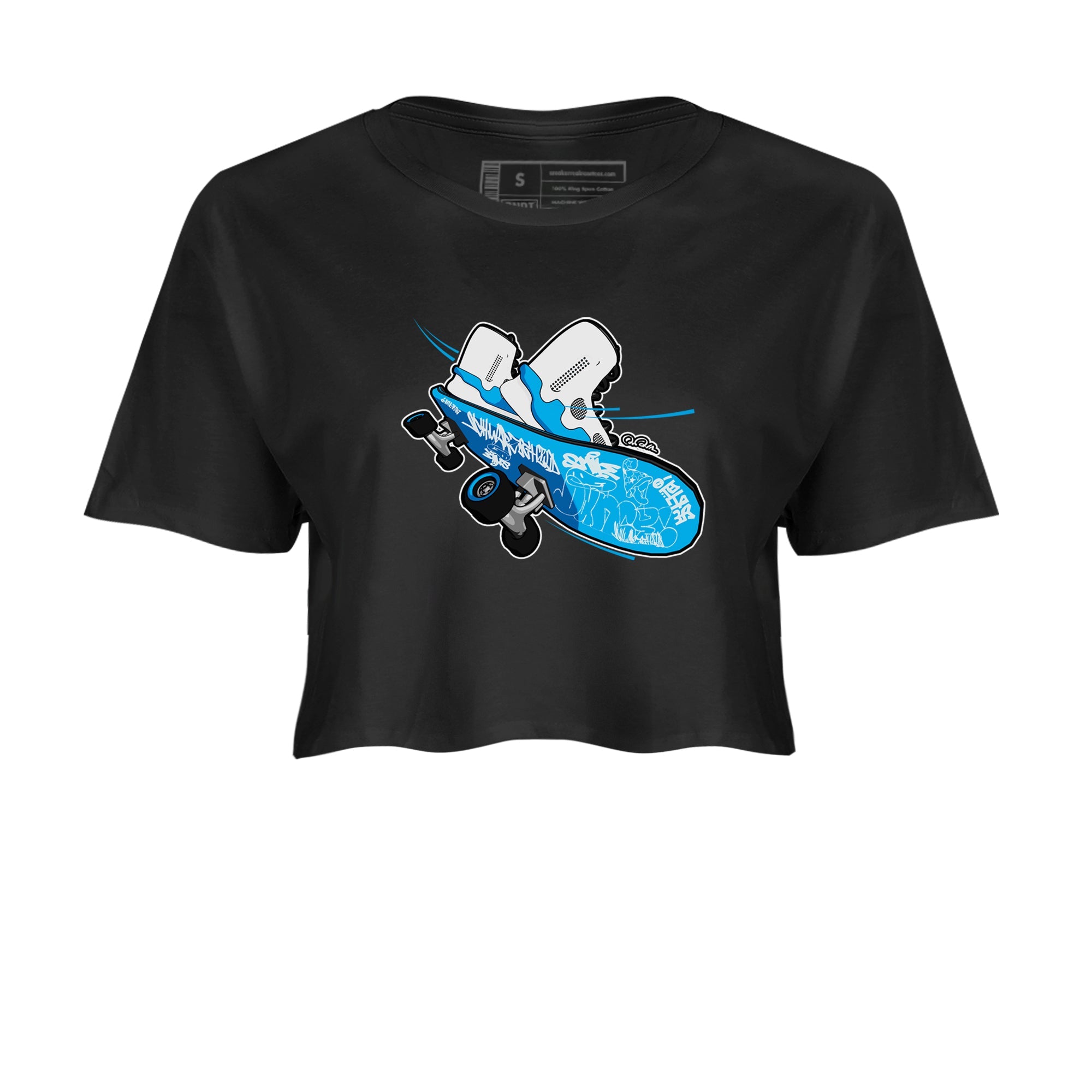 9s Powder Blue shirt to match jordans Skateboard sneaker tees Air Jordan 9 Powder Blue Drip Gear Zone Black 2 crop length shirt