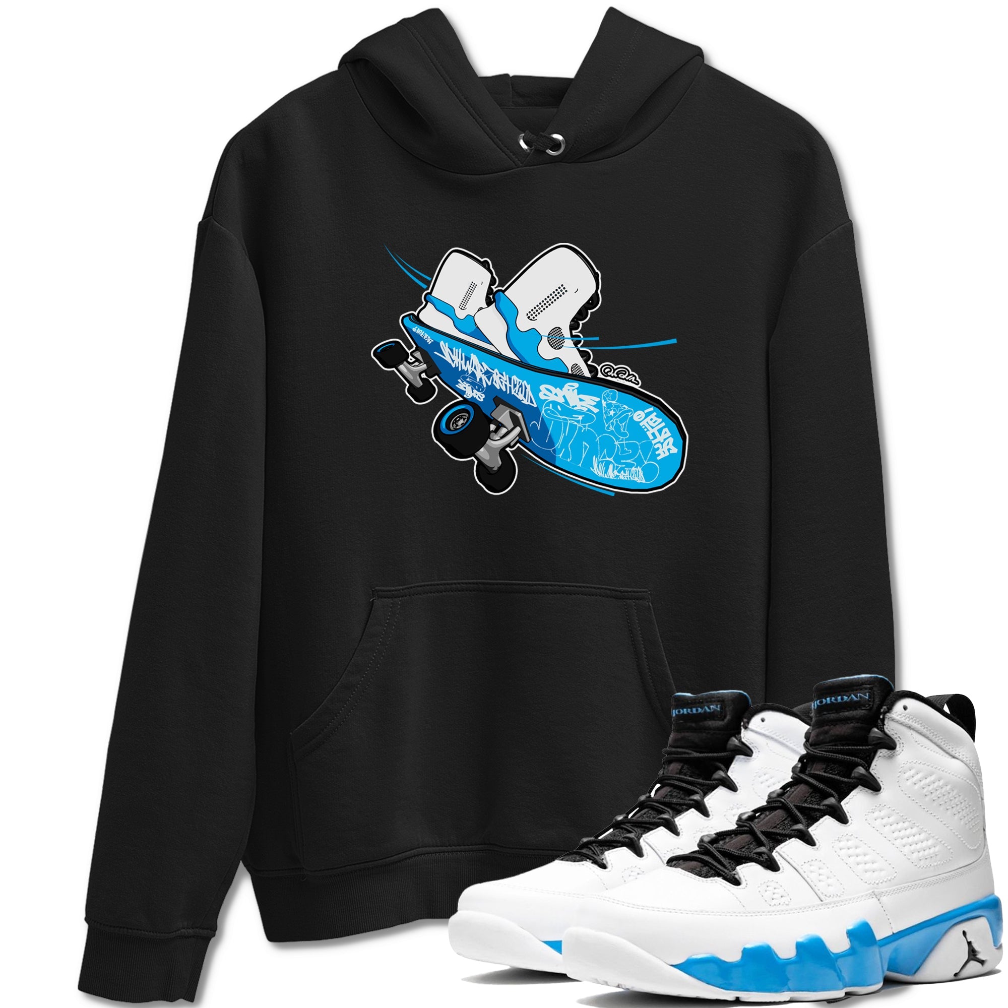 9s Powder Blue shirt to match jordans Skateboard sneaker tees Air Jordan 9 Powder Blue Drip Gear Zone unisex cotton Black 1 crew neck shirt