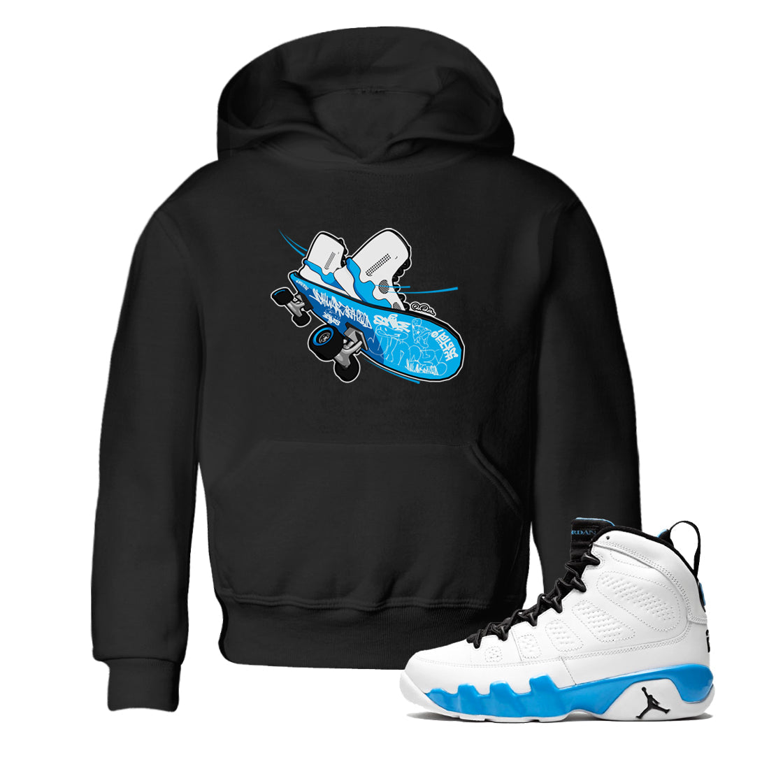 9s Powder Blue shirt to match jordans Skateboard sneaker tees Air Jordan 9 Powder Blue Drip Gear Zone baby toddler Black 1 cotton Shirt