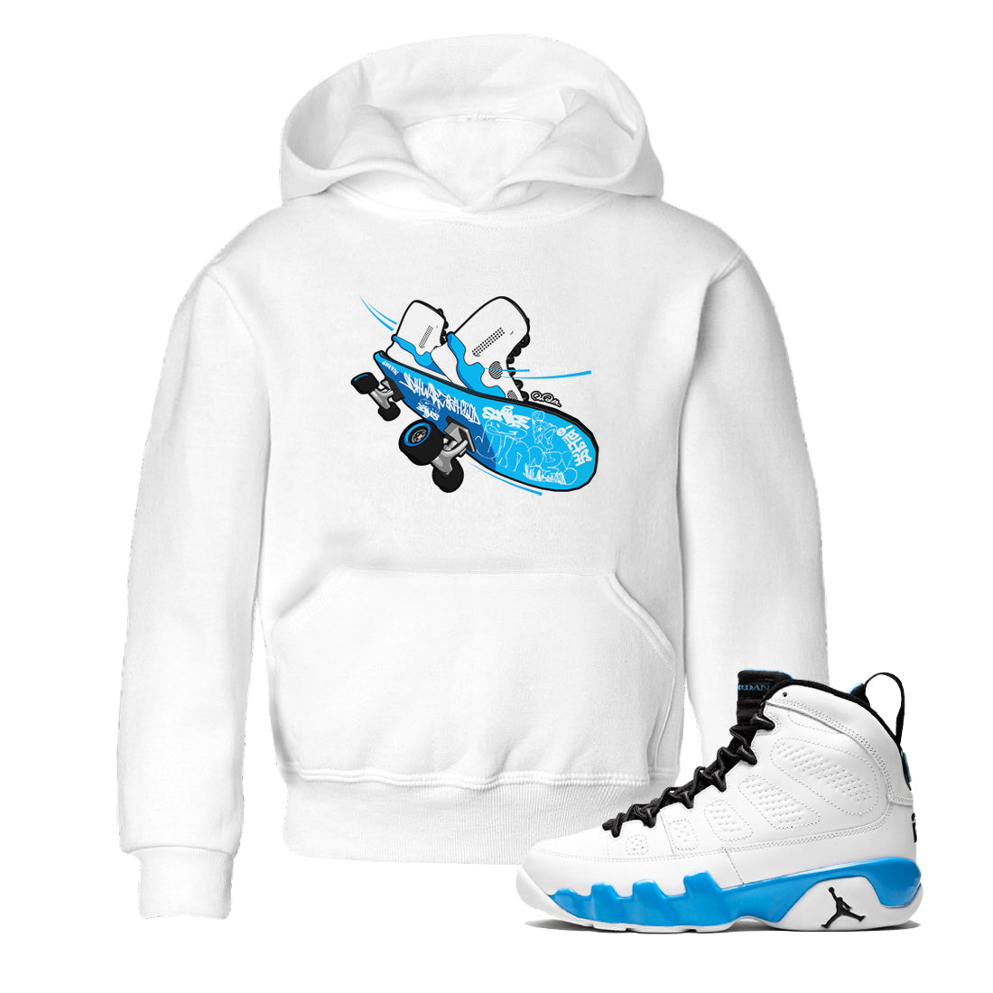 9s Powder Blue shirt to match jordans Skateboard sneaker tees Air Jordan 9 Powder Blue Drip Gear Zone baby toddler White 1 cotton Shirt
