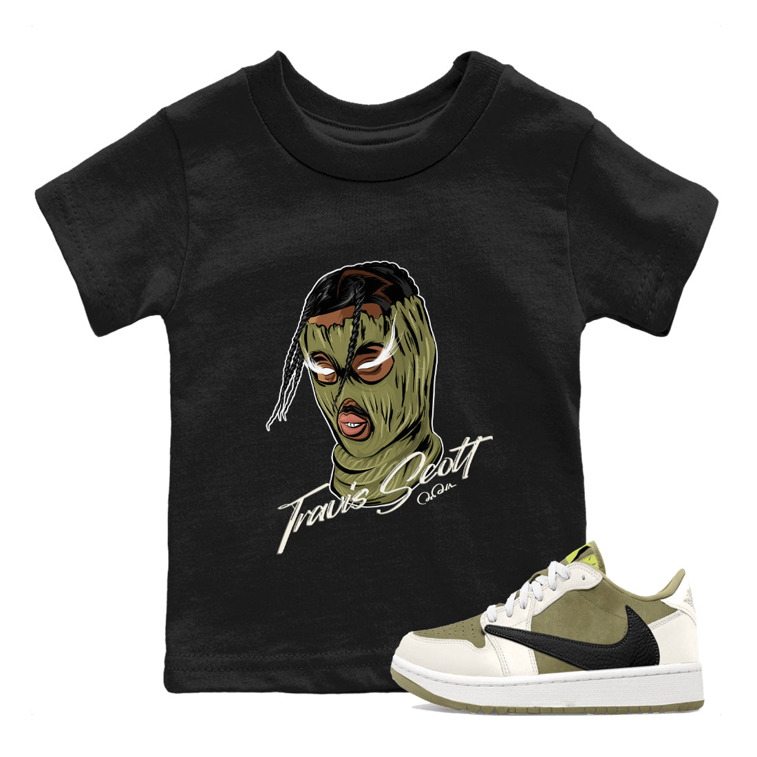 Air Jordan 1 Travis Scott Golf shirt to match jordans Ski Mask Gang Streetwear Sneaker Shirt AJ1 lowTravis Scott Golf Drip Gear Zone Sneaker Matching Clothing Baby Toddler Black 1 T-Shirt