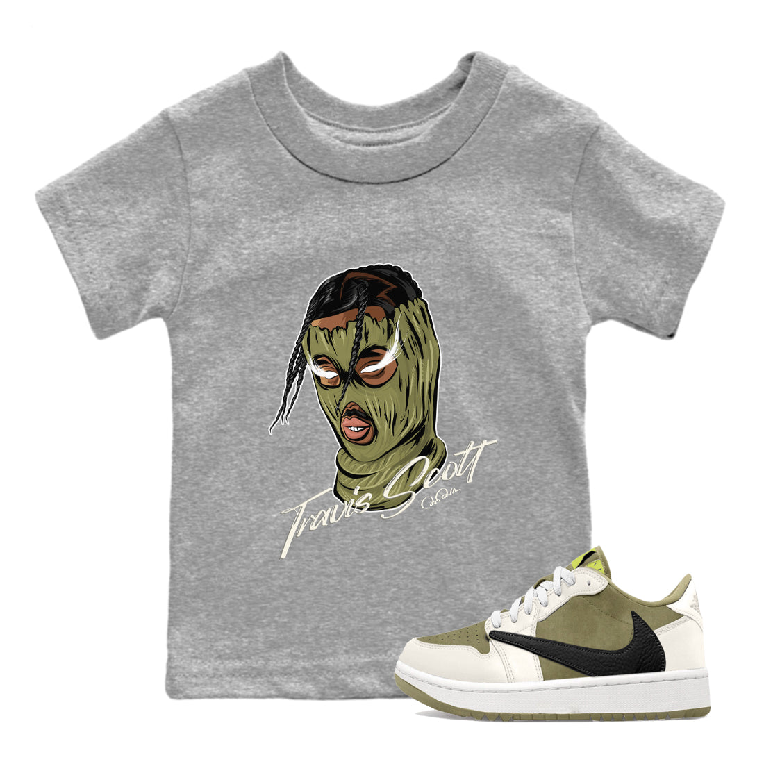 Air Jordan 1 Travis Scott Golf shirt to match jordans Ski Mask Gang Streetwear Sneaker Shirt AJ1 lowTravis Scott Golf Drip Gear Zone Sneaker Matching Clothing Baby Toddler Heather Grey 1 T-Shirt
