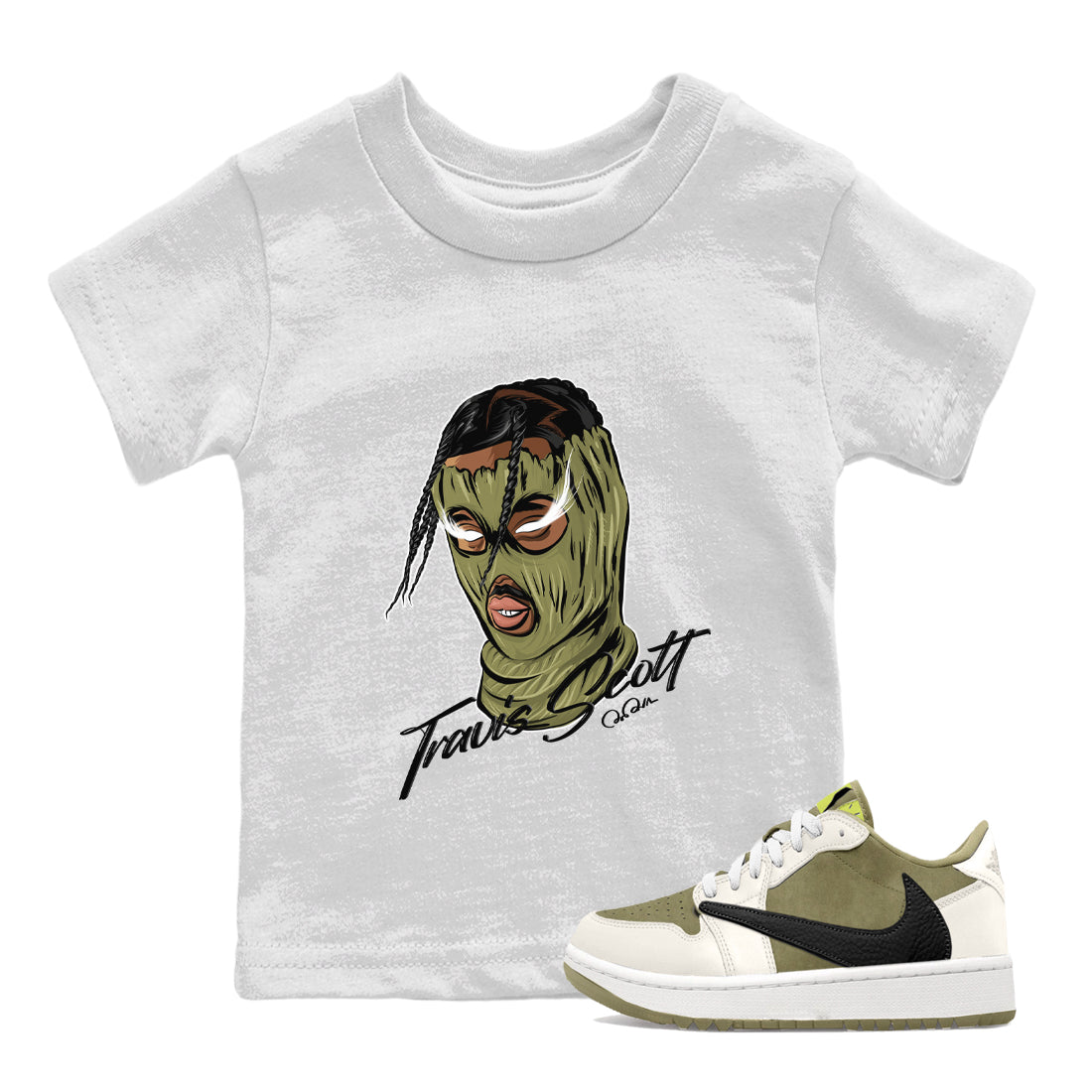 Air Jordan 1 Travis Scott Golf shirt to match jordans Ski Mask Gang Streetwear Sneaker Shirt AJ1 lowTravis Scott Golf Drip Gear Zone Sneaker Matching Clothing Baby Toddler White 1 T-Shirt