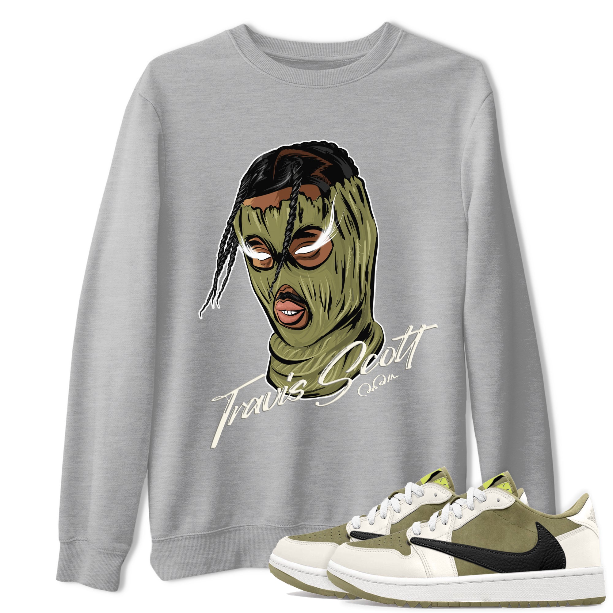Air Jordan 1 Travis Scott Golf shirt to match jordans Ski Mask Gang Streetwear Sneaker Shirt AJ1 lowTravis Scott Golf Drip Gear Zone Sneaker Matching Clothing Unisex Heather Grey 1 T-Shirt