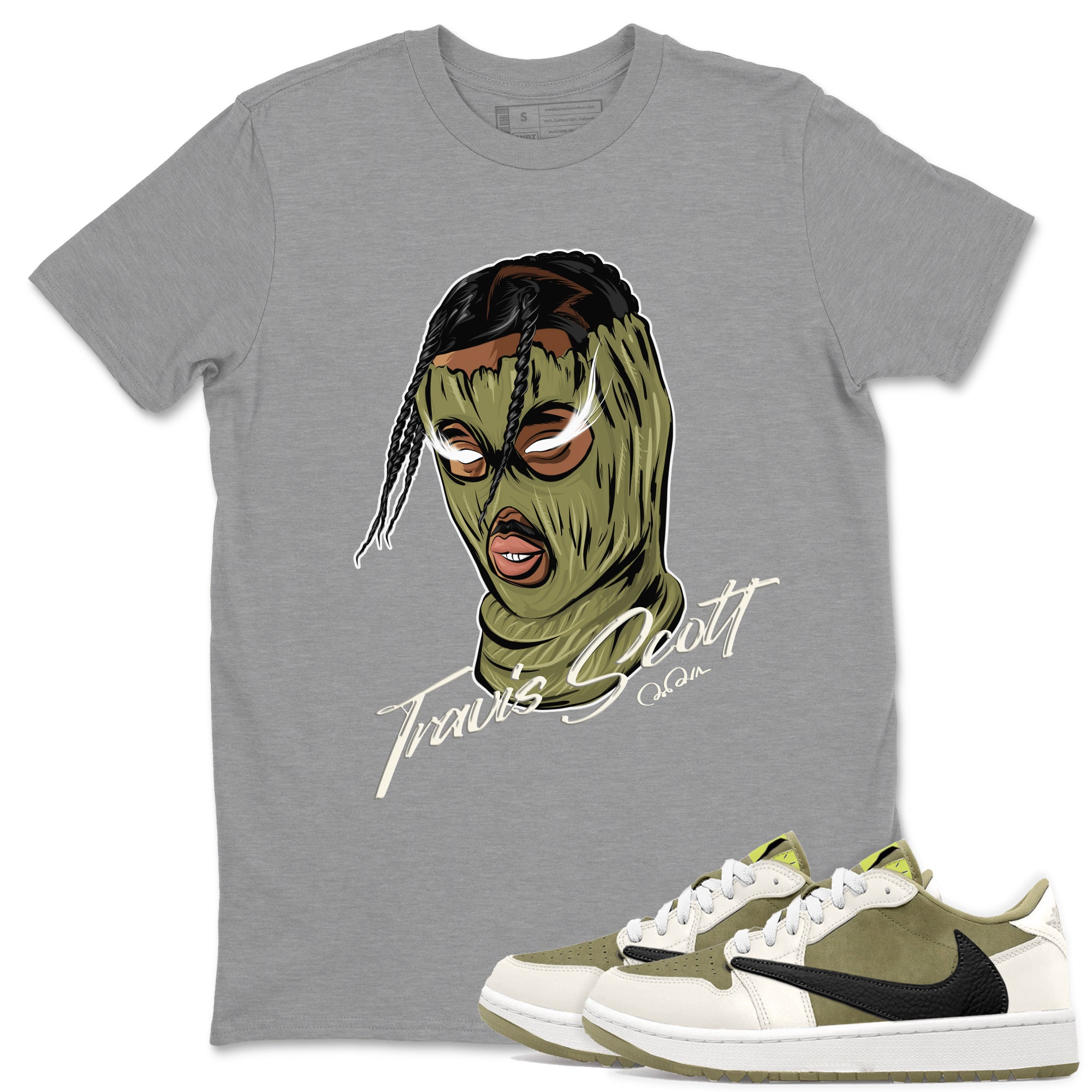 Air Jordan 1 Travis Scott Golf shirt to match jordans Ski Mask Gang Streetwear Sneaker Shirt AJ1 lowTravis Scott Golf Drip Gear Zone Sneaker Matching Clothing Unisex Heather Grey 1 T-Shirt