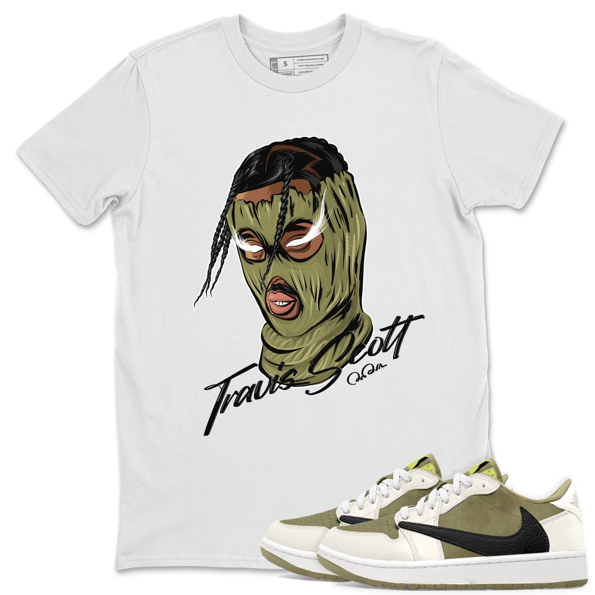 Air Jordan 1 Travis Scott Golf shirt to match jordans Ski Mask Gang Streetwear Sneaker Shirt AJ1 lowTravis Scott Golf Drip Gear Zone Sneaker Matching Clothing Unisex White 1 T-Shirt