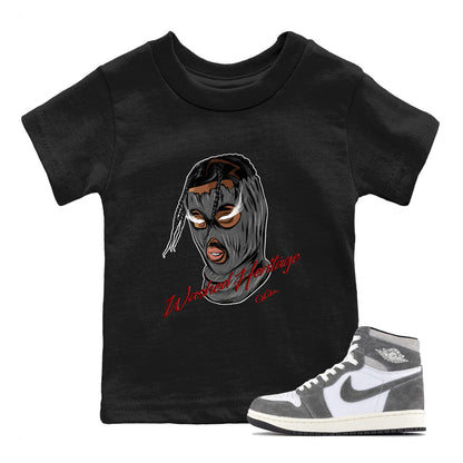 Air Jordan 1 Washed Heritage Sneaker Match Tees Ski Mask Gang Shirts AJ1 Washed Heritage Drip Gear Zone Kids Shirts Black 1
