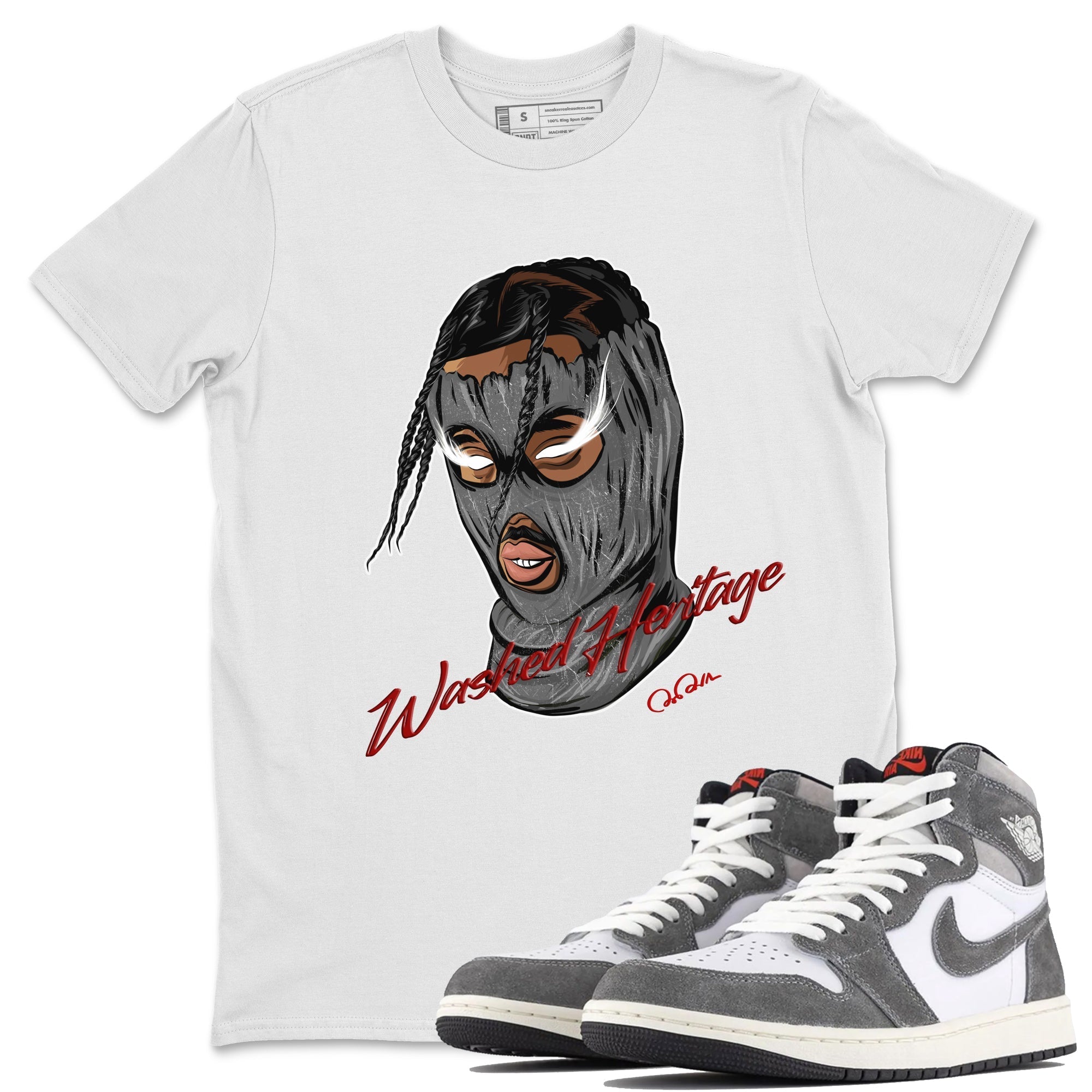 Air Jordan 1 Washed Heritage Sneaker Match Tees Ski Mask Gang Shirts AJ1 Washed Heritage Drip Gear Zone Unisex Shirts White 1