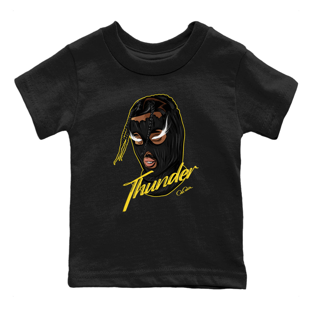 Air Jordan 4 Thunder Sneaker Match Tees Ski Mask Gang Shirts Yellow AJ4 Thunder Drip Gear Zone Kids Shirts Black 2