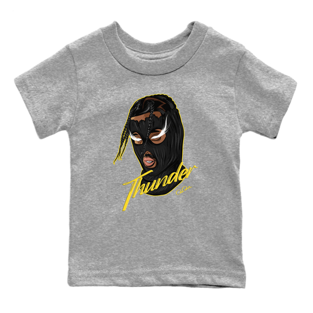 Air Jordan 4 Thunder Sneaker Match Tees Ski Mask Gang Shirts Yellow AJ4 Thunder Drip Gear Zone Kids Shirts Heather Grey 2