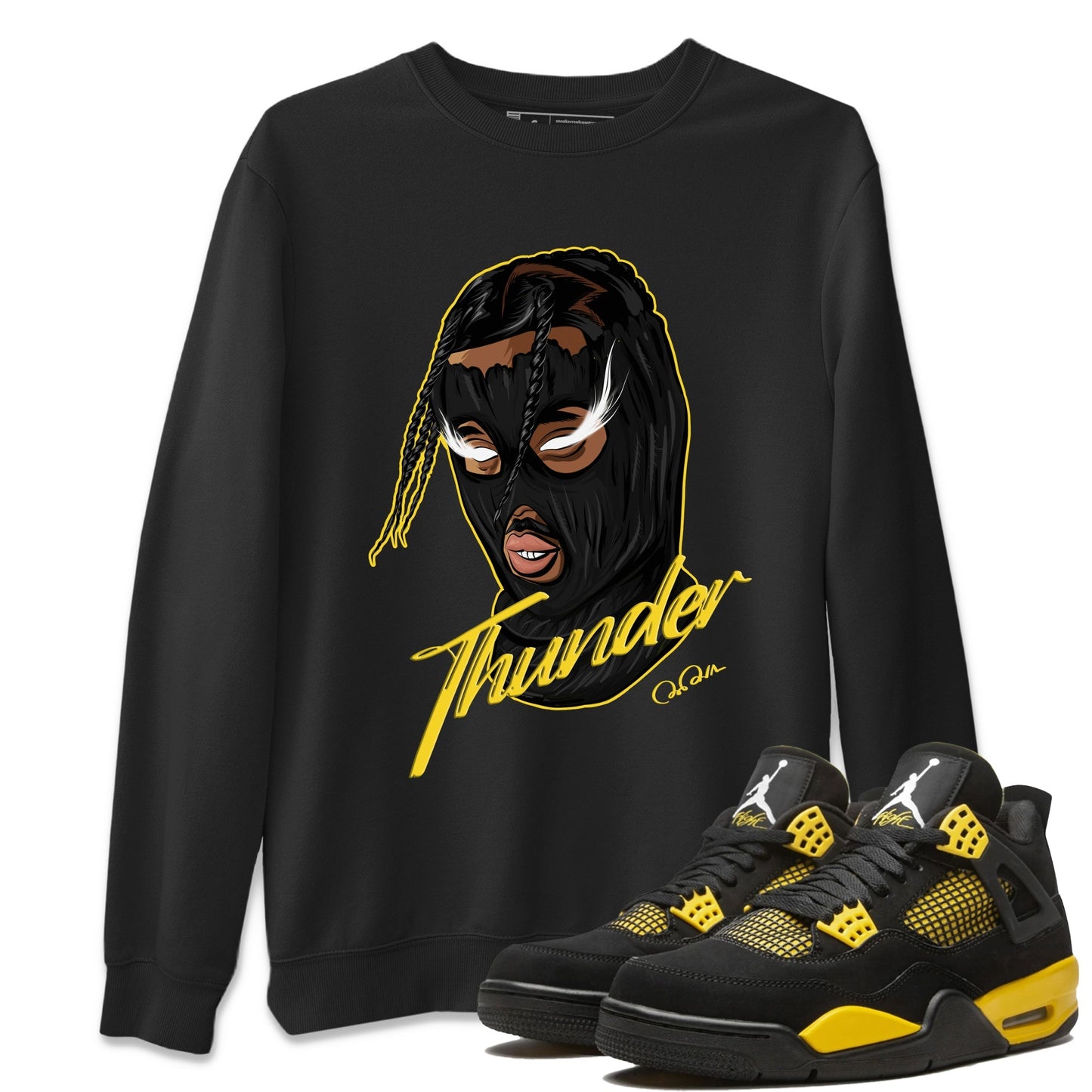Air Jordan 4 Thunder Sneaker Match Tees Ski Mask Gang Shirts Yellow AJ4 Thunder Drip Gear Zone Unisex Shirts Black 1