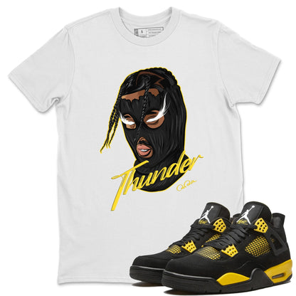 Air Jordan 4 Thunder Sneaker Match Tees Ski Mask Gang Shirts Yellow AJ4 Thunder Drip Gear Zone Unisex Shirts White 1