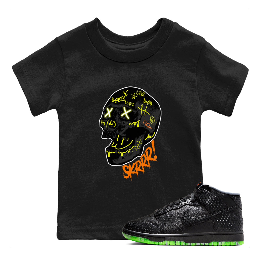 Dunk Halloween shirt to match jordans Skrrr sneaker tees Halloween night dress Dunk Halloween Drip Gear Zone Baby Toddler Black 1 T-Shirt