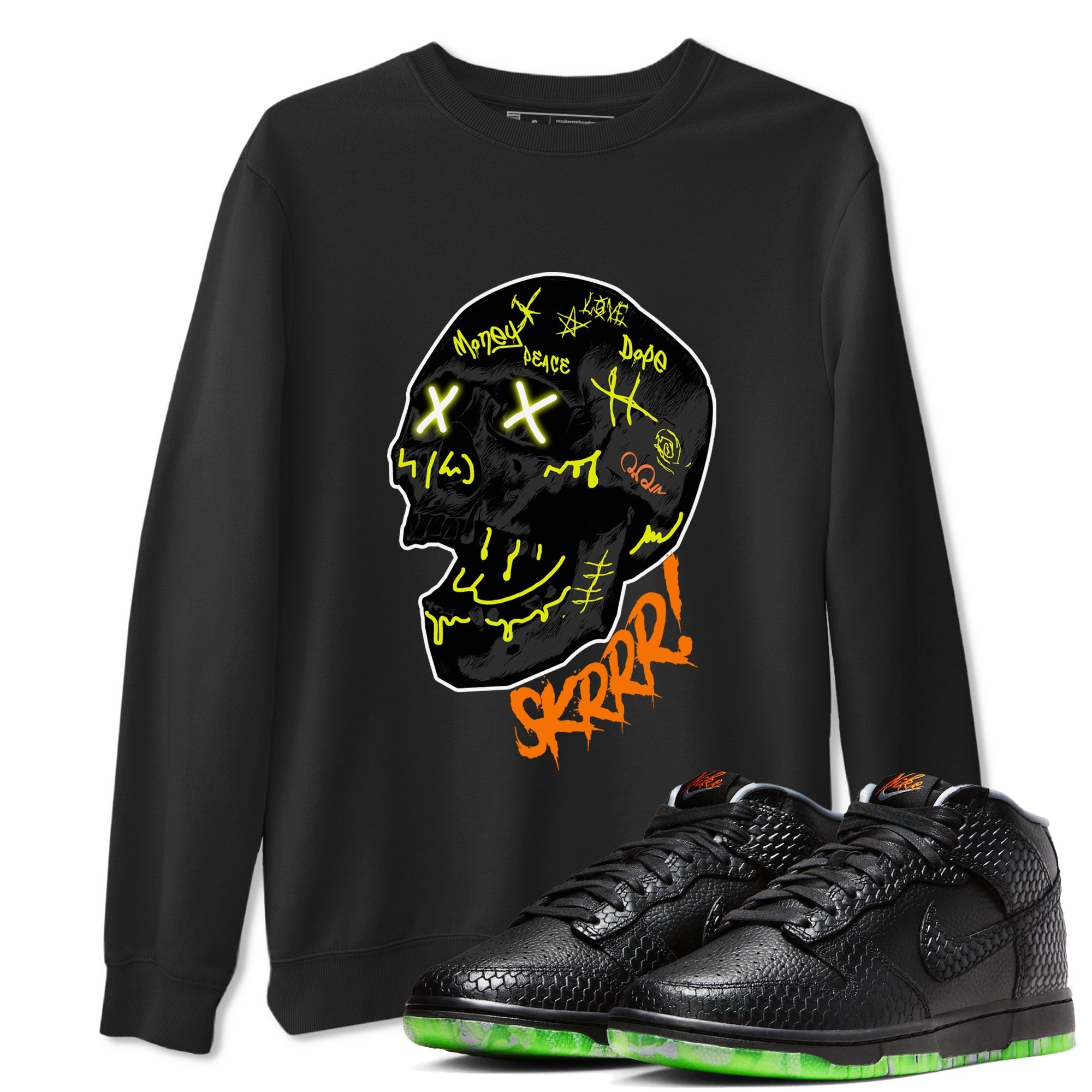 Dunk Halloween shirt to match jordans Skrrr sneaker tees Halloween night dress Dunk Halloween Drip Gear Zone Unisex Crew Neck Tee Black 1 T-Shirt