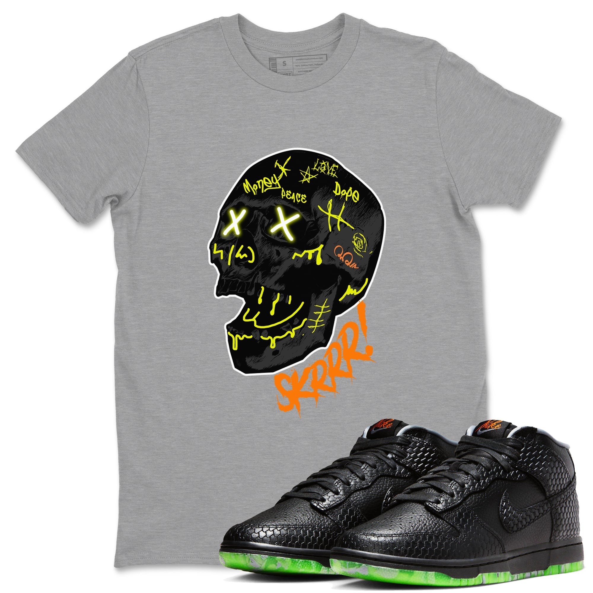 Dunk Halloween shirt to match jordans Skrrr sneaker tees Halloween night dress Dunk Halloween Drip Gear Zone Unisex Crew Neck Tee Heather Grey 1 T-Shirt