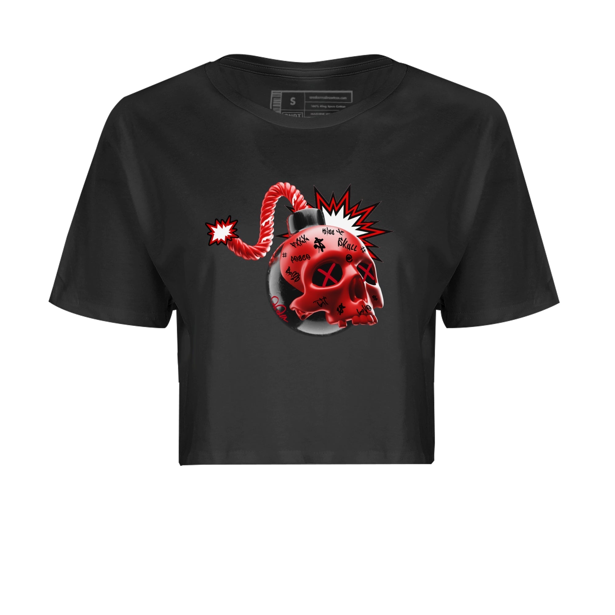Air Jordan 1 Satin Bred Sneaker Match Tees Skull Bomb Streetwear Sneaker Shirt AJ1 Satin Bred Sneaker Release Tees Women's Shirts Black 2