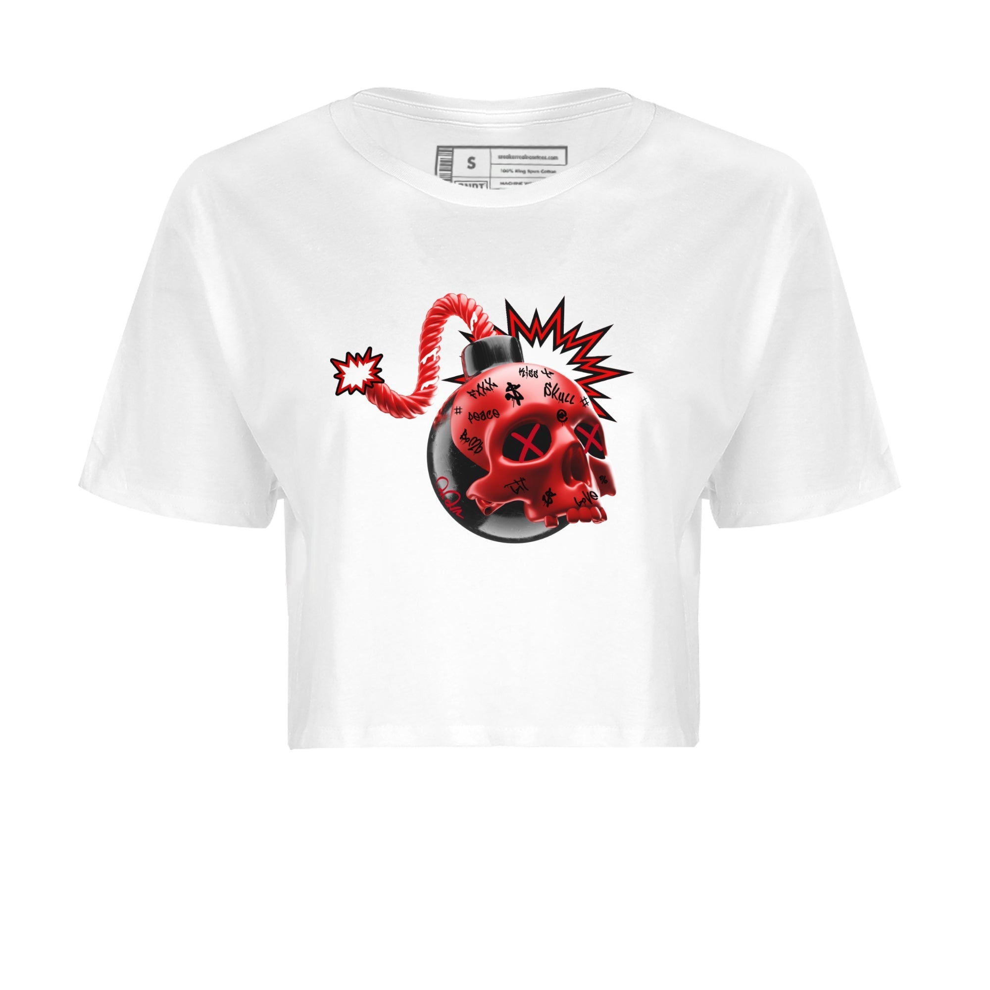 Air Jordan 1 Satin Bred Sneaker Match Tees Skull Bomb Streetwear Sneaker Shirt AJ1 Satin Bred Sneaker Release Tees Women's Shirts White 2