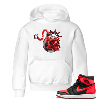 Air Jordan 1 Satin Bred Sneaker Match Tees Skull Bomb Streetwear Sneaker Shirt AJ1 Satin Bred Sneaker Release Tees Kids Shirts White 1