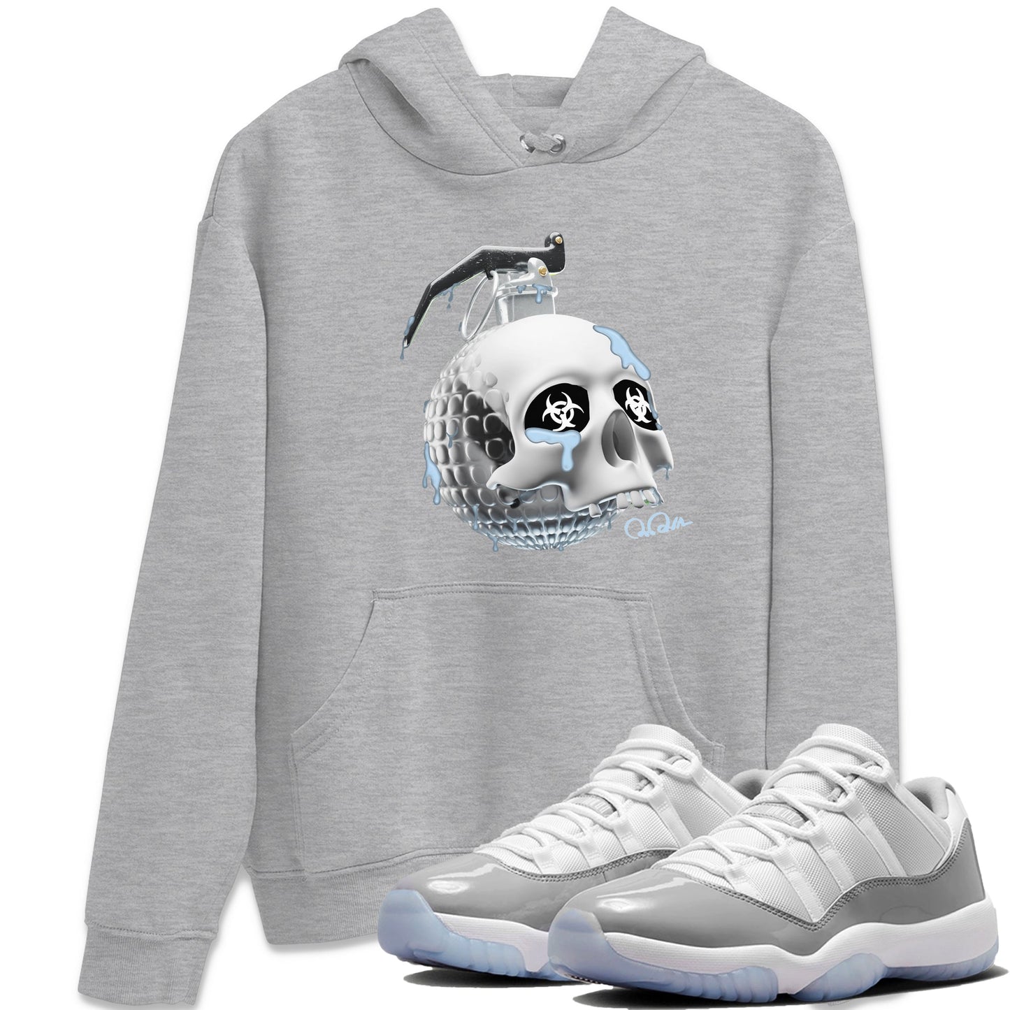 Air Jordan 11 White Cement Sneaker Tees Drip Gear Zone Skull Bomb Sneaker Tees Air Jordan 11 Cement Grey Shirt Unisex Shirts Heather Grey 1