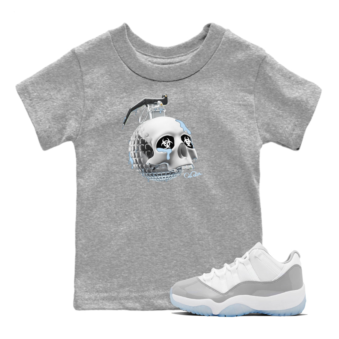 Air Jordan 11 White Cement Skull Bomb Baby and Kids Sneaker Tees Air Jordan 11 Cement Grey Kids Sneaker Tees Size Chart