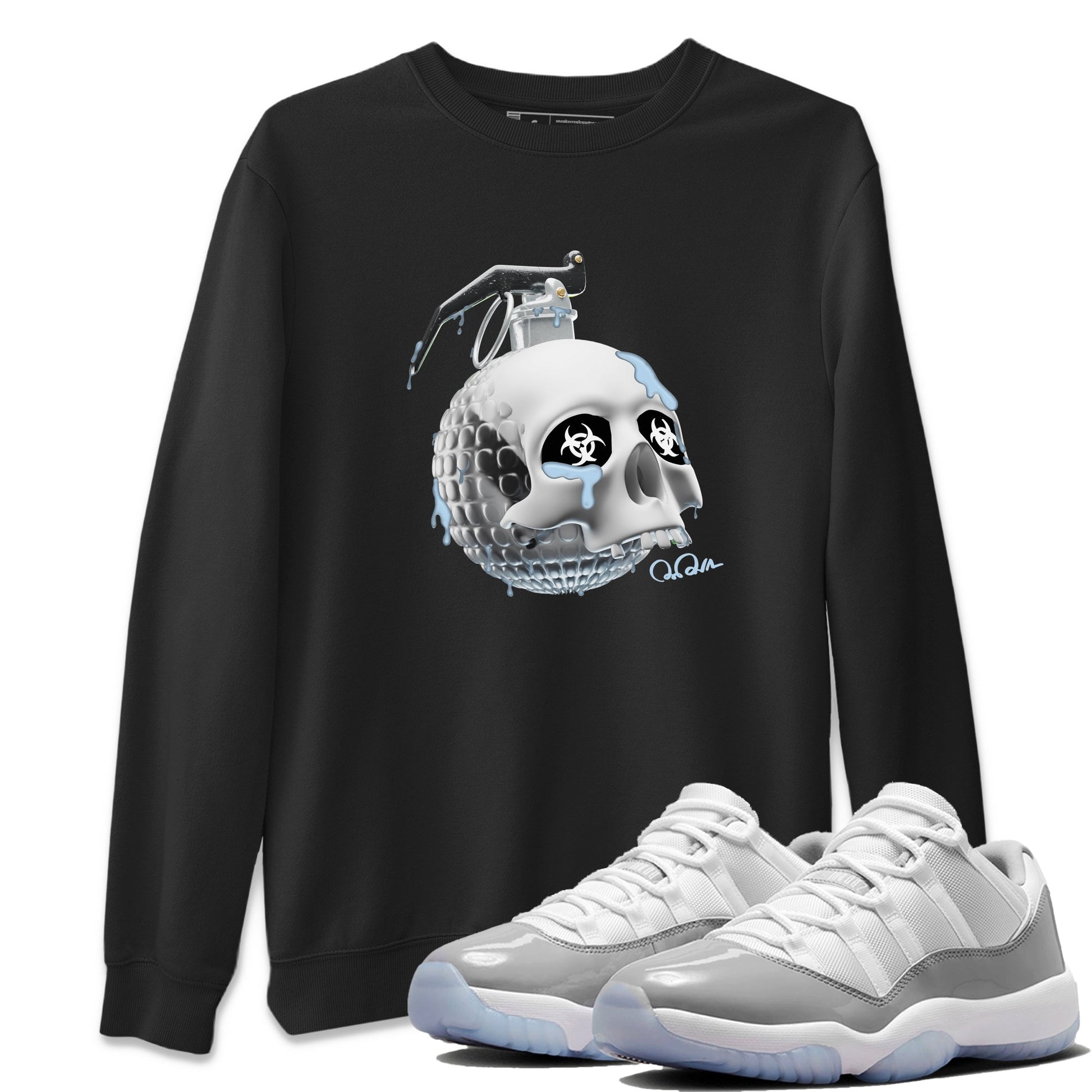 Air Jordan 11 White Cement Sneaker Tees Drip Gear Zone Skull Bomb Sneaker Tees Air Jordan 11 Cement Grey Shirt Unisex Shirts Black 1