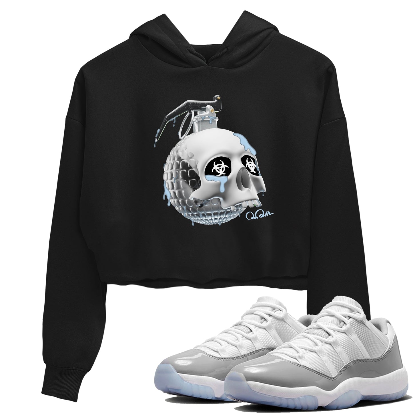 Air Jordan 11 White Cement Sneaker Tees Drip Gear Zone Skull Bomb Sneaker Tees Air Jordan 11 Cement Grey Shirt Women's Shirts Black 1