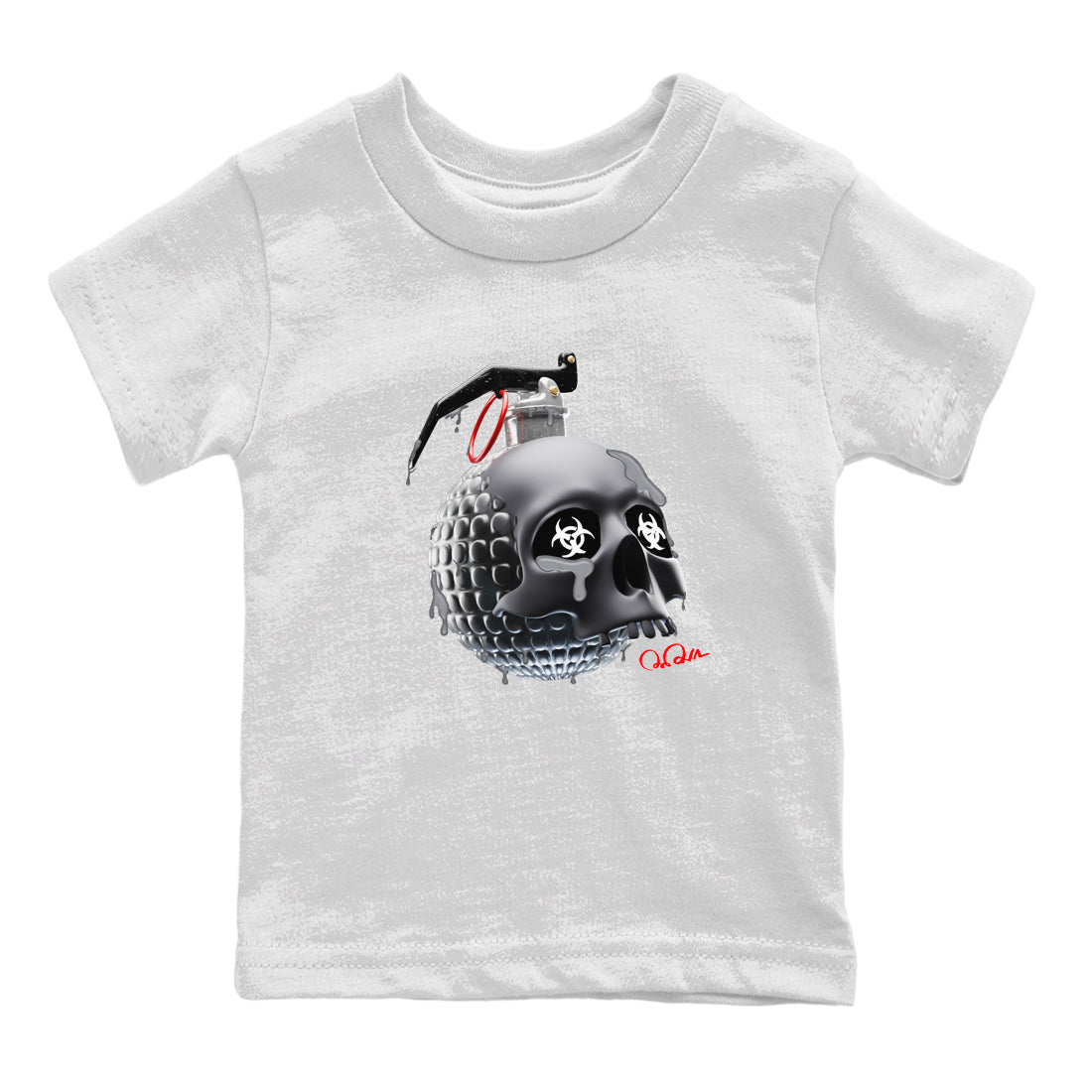 Air Jordan 13 Black Flint Sneaker Tees Drip Gear Zone Skull Bomb Sneaker Tees AJ13 Retro Black Flint Shirt Kids Shirts White 2