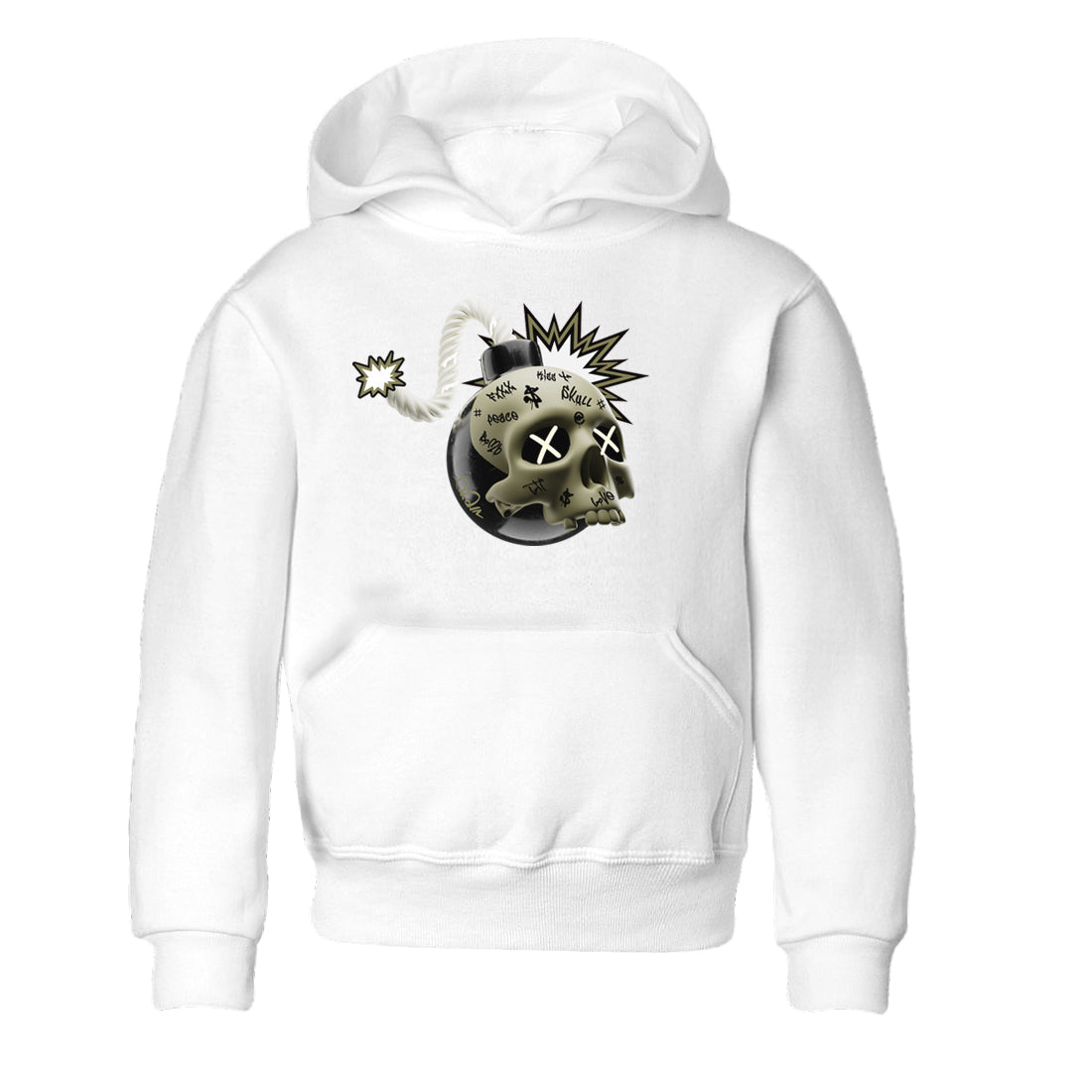 Air Jordan 4 Medium Olive shirt to match jordans streetwear brand Skull Bomb sneaker tees AJ4Medium Olive Drip Gear Zone Baby Toddler White 2 T-Shirt