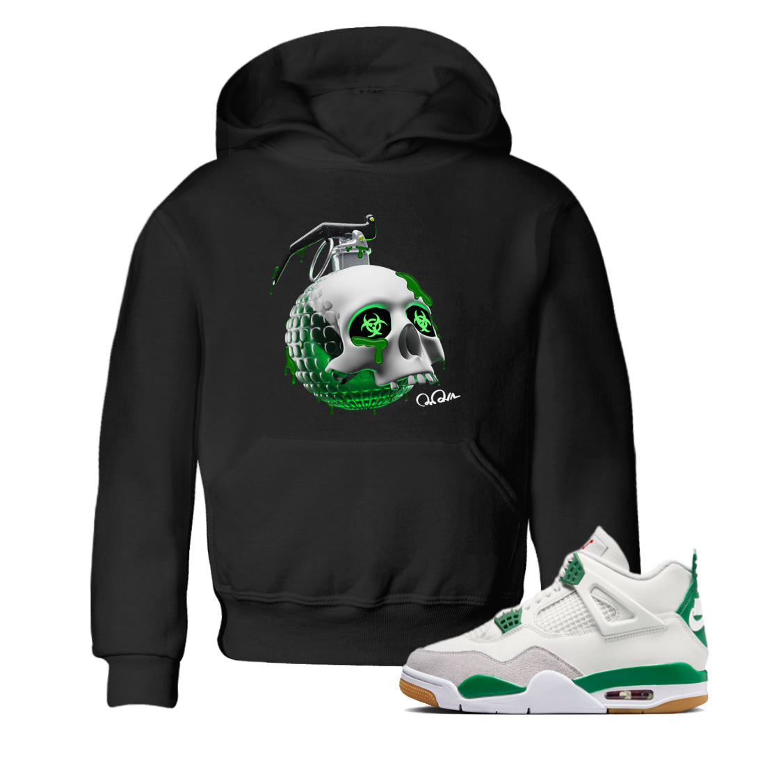 Air Jordan 4 Pine Green Skull Bomb Baby and Kids Sneaker Tees AJ4 Pine Green Kids Sneaker Tees Washing and Care Tip