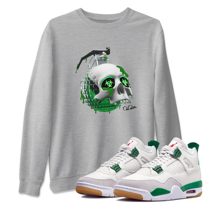 Air Jordan 4 Pine Green Sneaker Tees Drip Gear Zone Skull Bomb Sneaker Tees AJ4 Pine Green Shirt Unisex Shirts Heather Grey 1