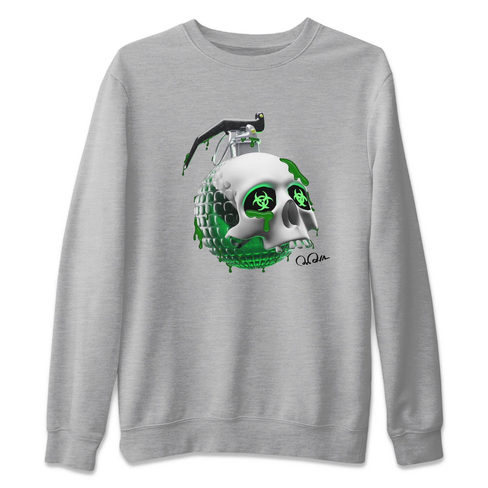 Air Jordan 4 Pine Green Sneaker Tees Drip Gear Zone Skull Bomb Sneaker Tees AJ4 Pine Green Shirt Unisex Shirts Heather Grey 2