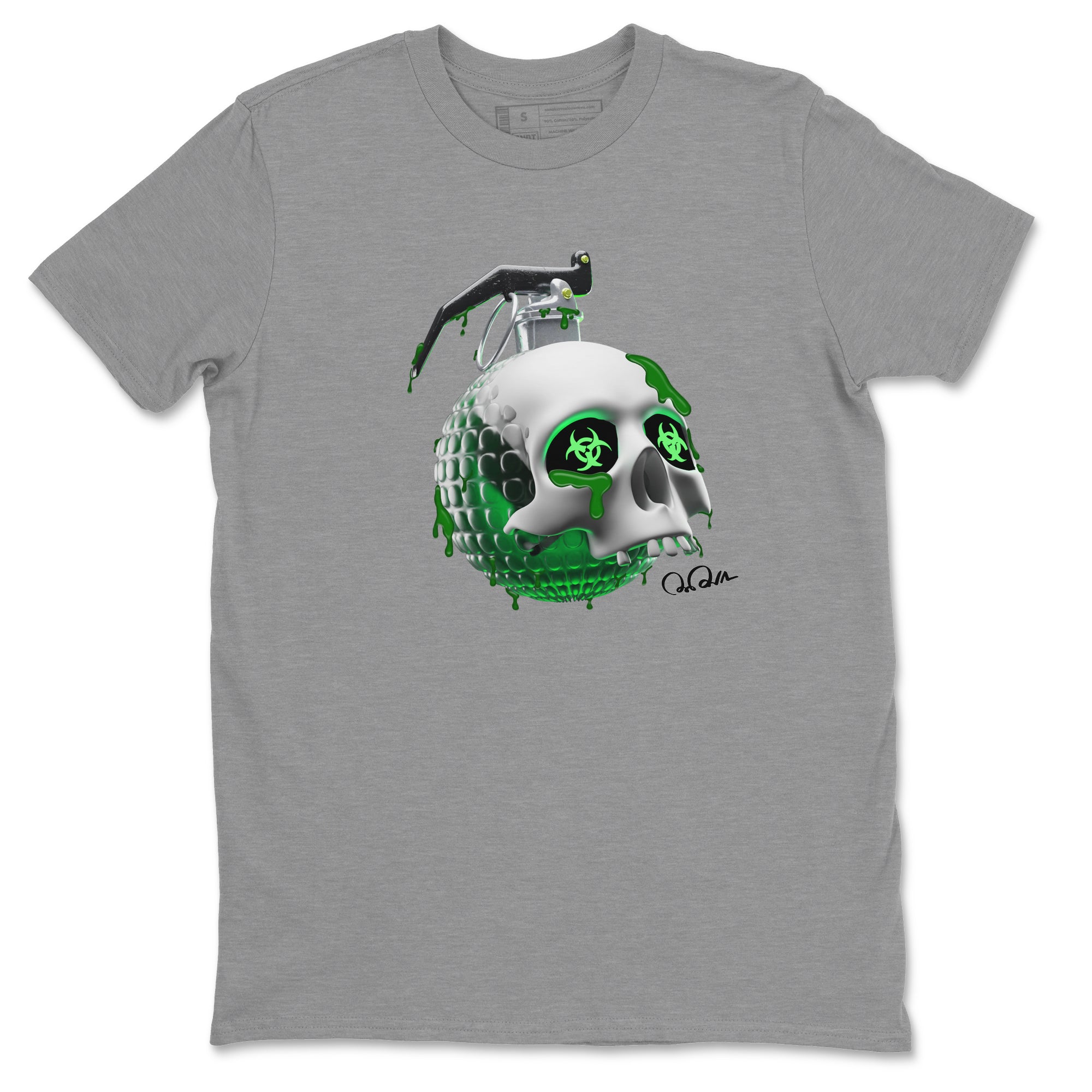 Air Jordan 4 Pine Green Sneaker Tees Drip Gear Zone Skull Bomb Sneaker Tees AJ4 Pine Green Shirt Unisex Shirts Heather Grey 2