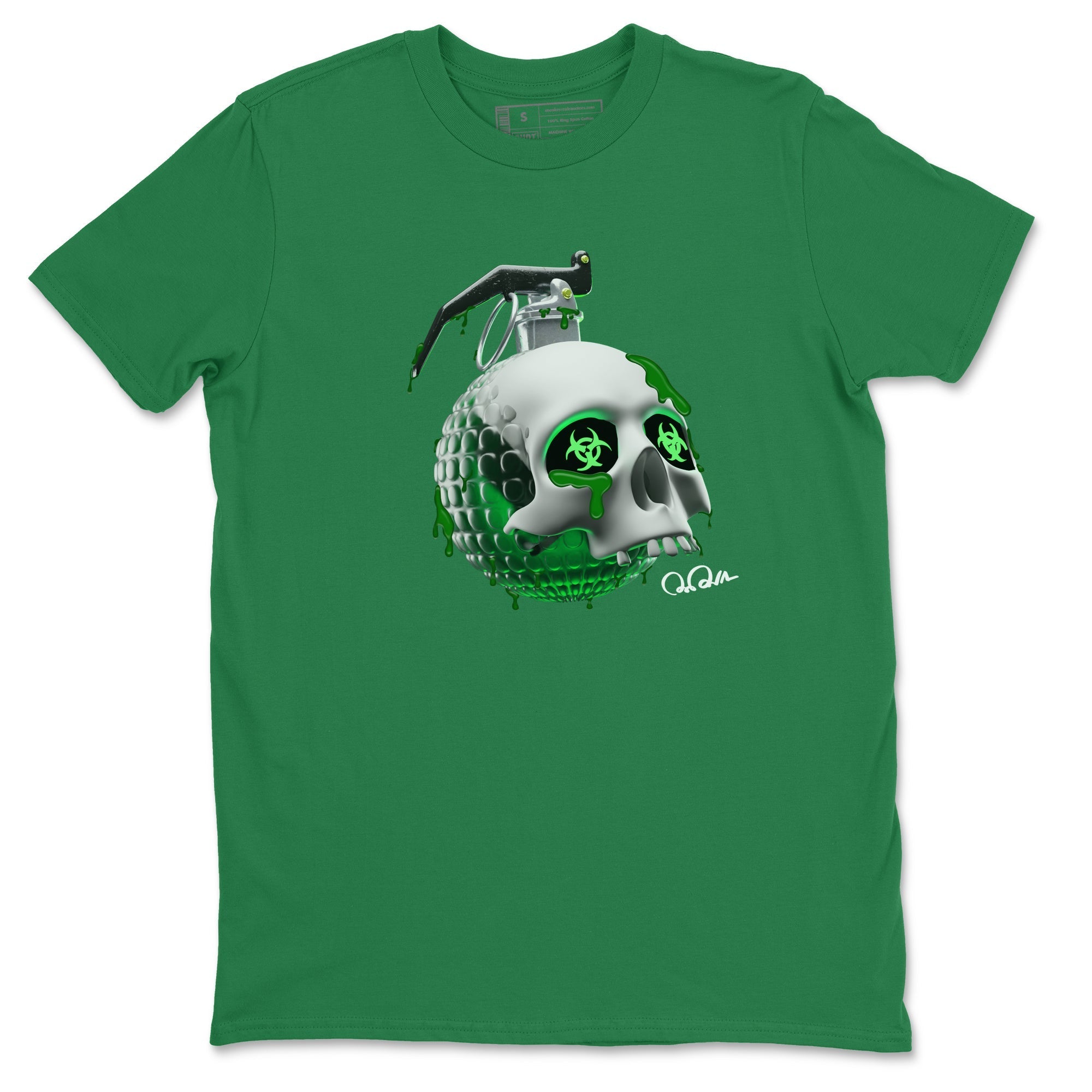 Air Jordan 4 Pine Green Sneaker Tees Drip Gear Zone Skull Bomb Sneaker Tees AJ4 Pine Green Shirt Unisex Shirts Kelly Green 2
