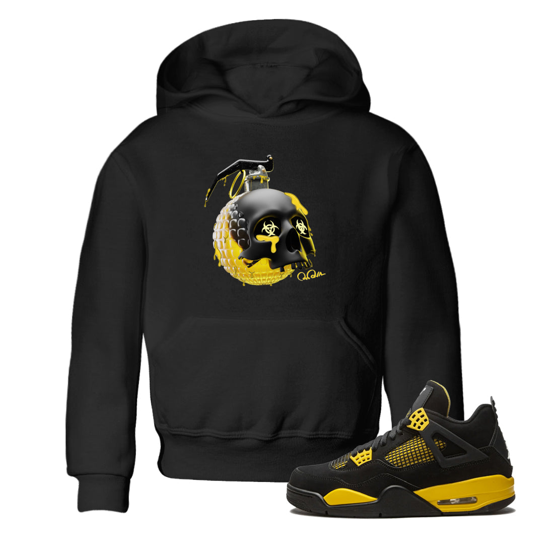 Air Jordan 4 Thunder Skull Bomb Baby and Kids Sneaker Tees AJ4 Thunder JumpmanKids Sneaker Tees Washing and Care Tip