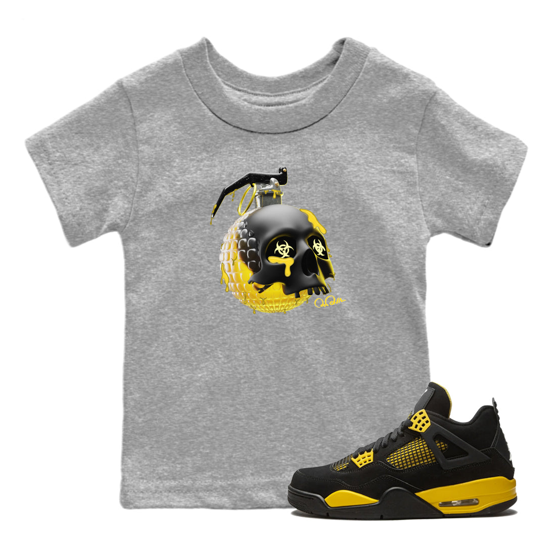 Air Jordan 4 Thunder Skull Bomb Baby and Kids Sneaker Tees AJ4 Thunder JumpmanKids Sneaker Tees Size Chart