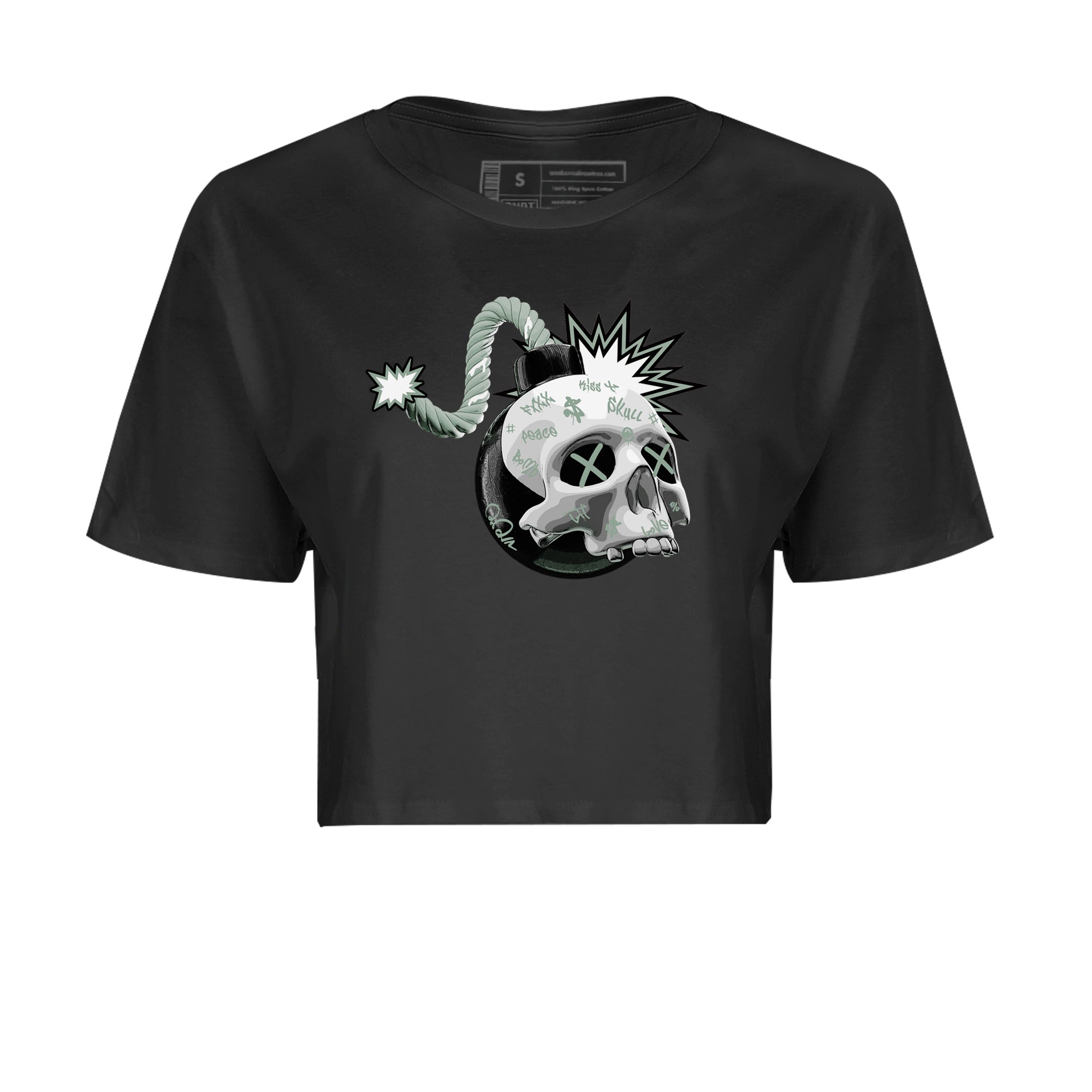 Dunk Mica Green Sneaker Match Tees Skull Bomb Sneaker Tees Dunk Low Mica Green Sneaker Release Tees Women's Shirts Black 2