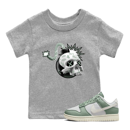 Dunk Mica Green Sneaker Match Tees Skull Bomb Sneaker Tees Dunk Low Mica Green Sneaker Release Tees Kids Shirts Heather Grey 1
