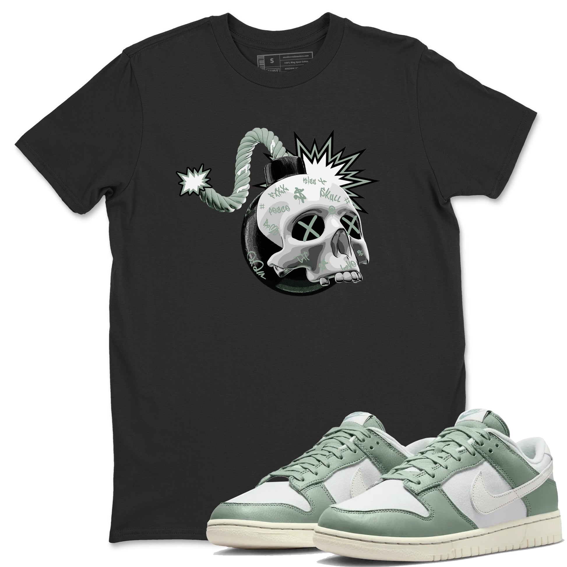 Dunk Mica Green Sneaker Match Tees Skull Bomb Sneaker Tees Dunk Low Mica Green Sneaker Release Tees Unisex Shirts Black 1