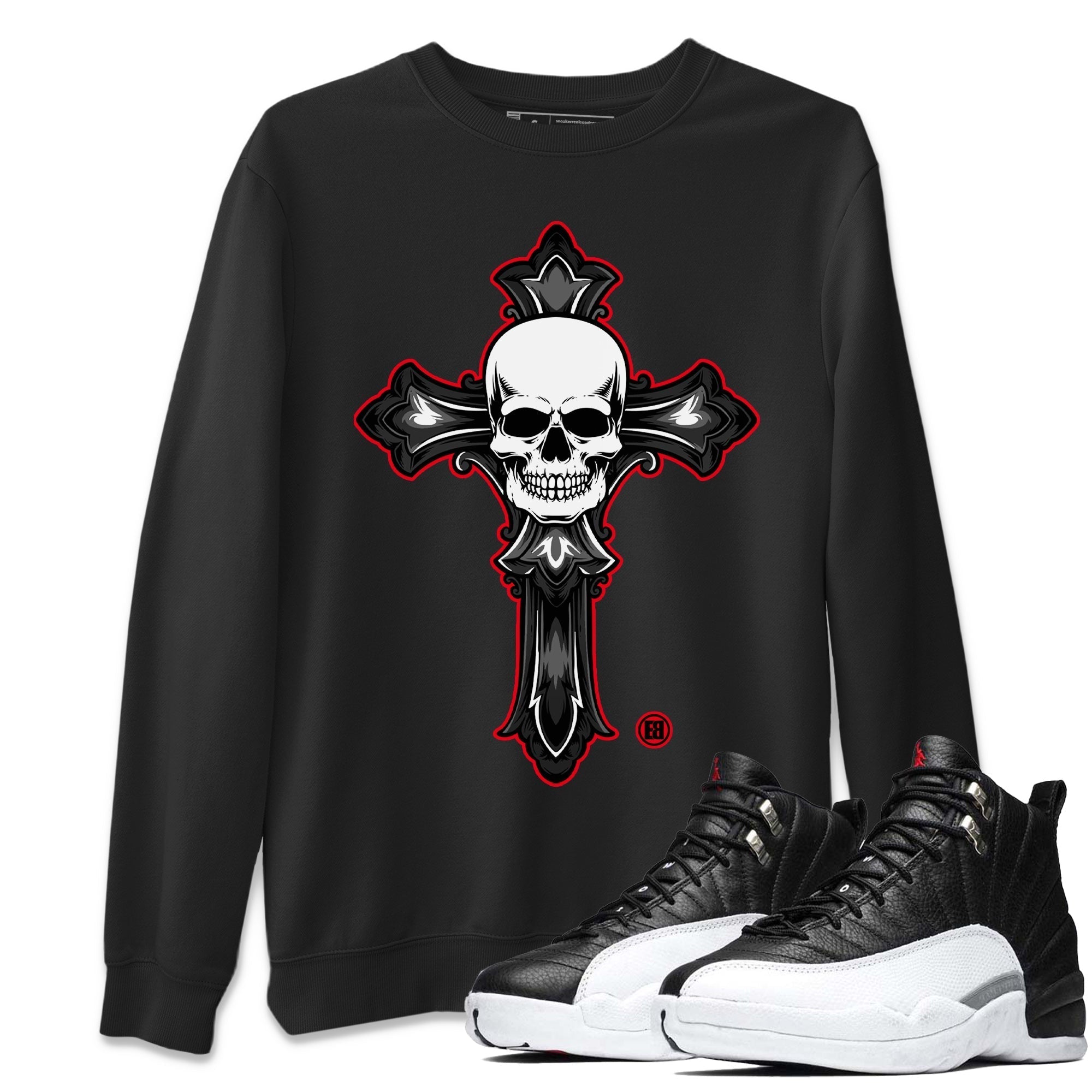 Jordan 12 Playoffs Sneaker Tees Drip Gear Zone Skull Cross Sneaker Tees Jordan 12 Playoffs Shirt Unisex Shirts