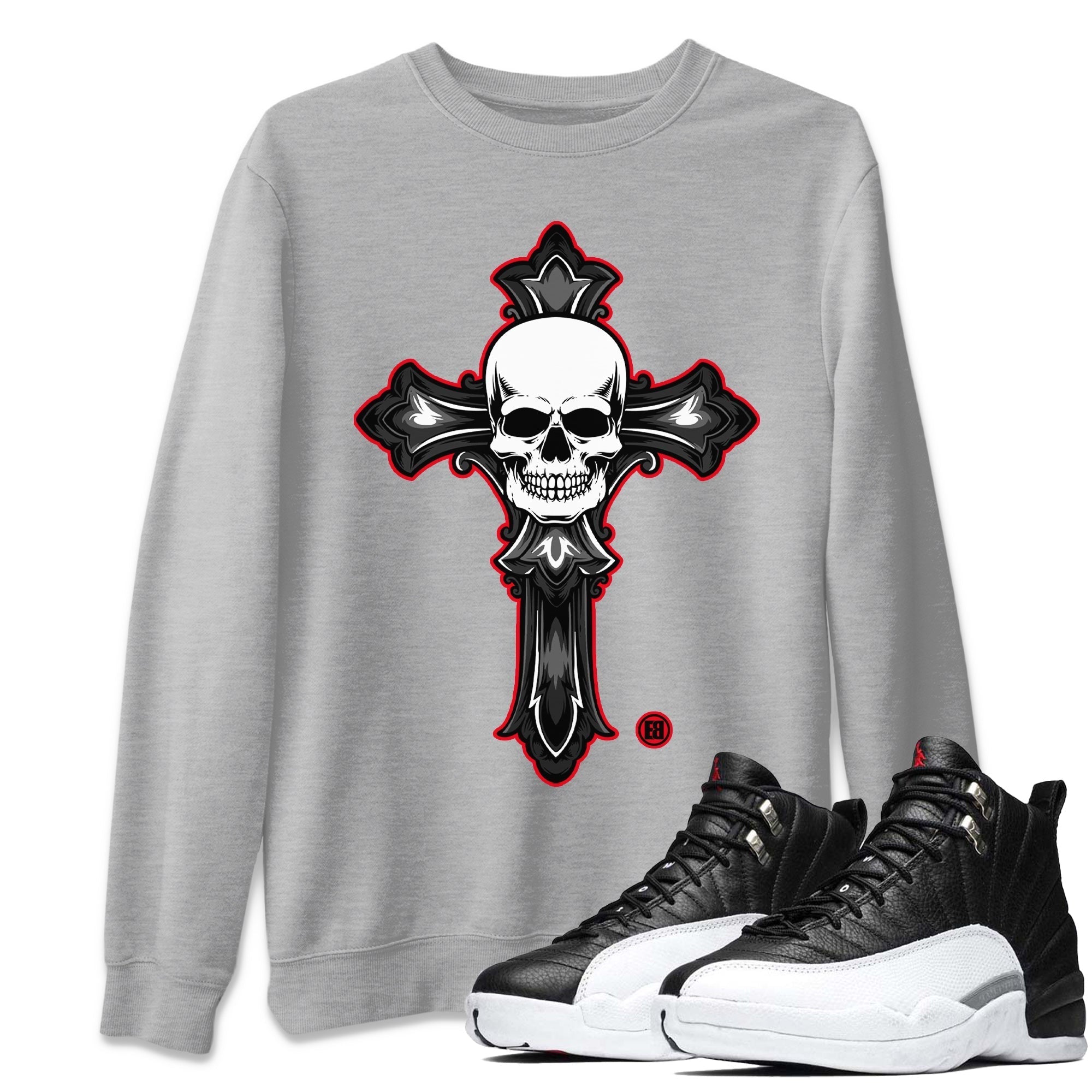 Jordan 12 Playoffs Sneaker Tees Drip Gear Zone Skull Cross Sneaker Tees Jordan 12 Playoffs Shirt Unisex Shirts