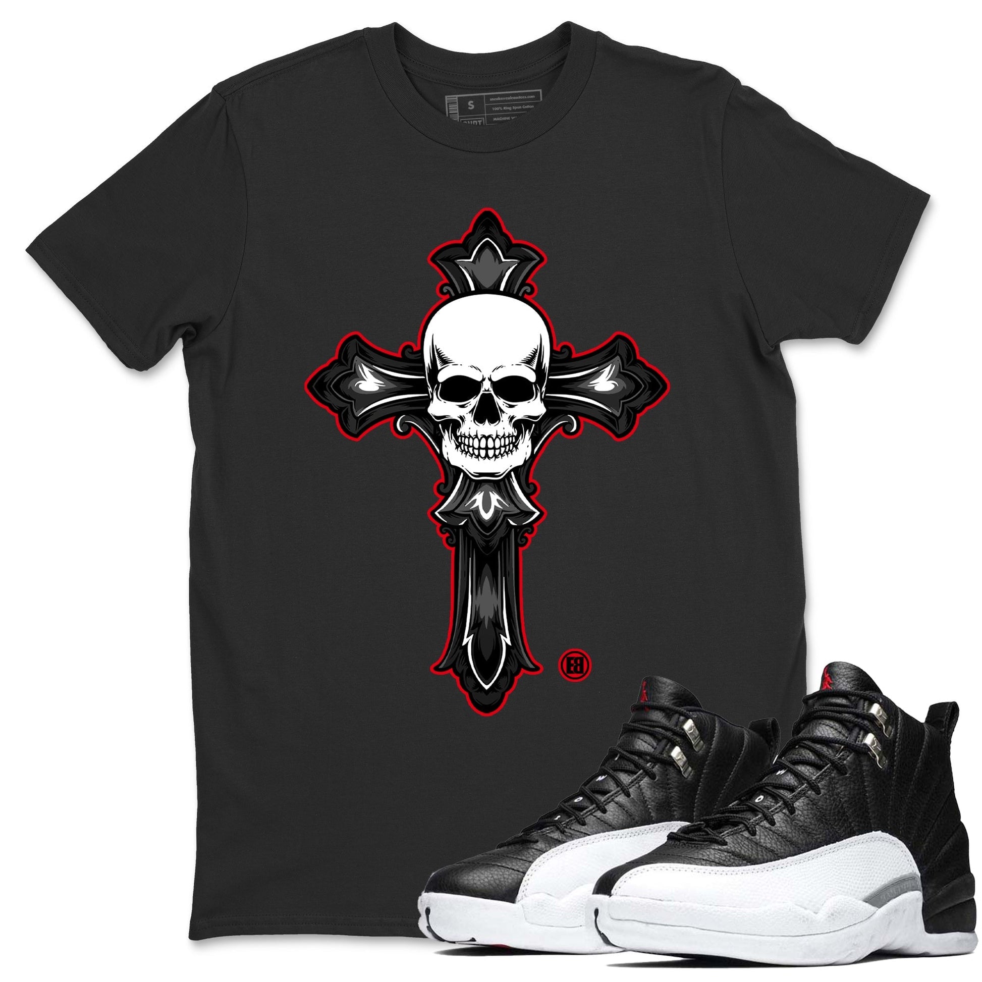 Jordan 12 Playoffs Sneaker Tees Drip Gear Zone Skull Cross Sneaker Tees Jordan 12 Playoffs Shirt Unisex Shirts